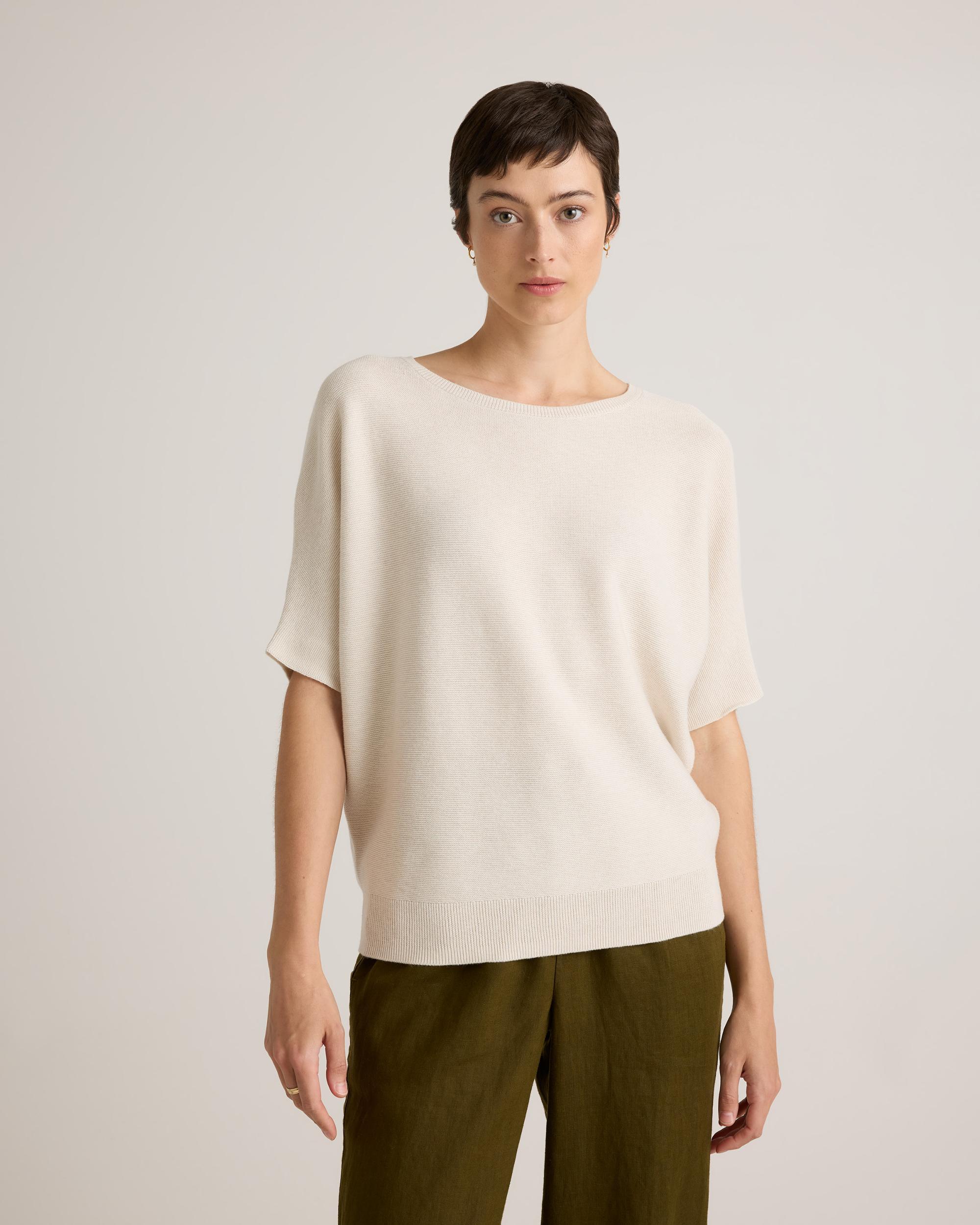 Quince | Women's Lightweight Cotton Cashmere Link-Stitch Dolman Sweater Product Image