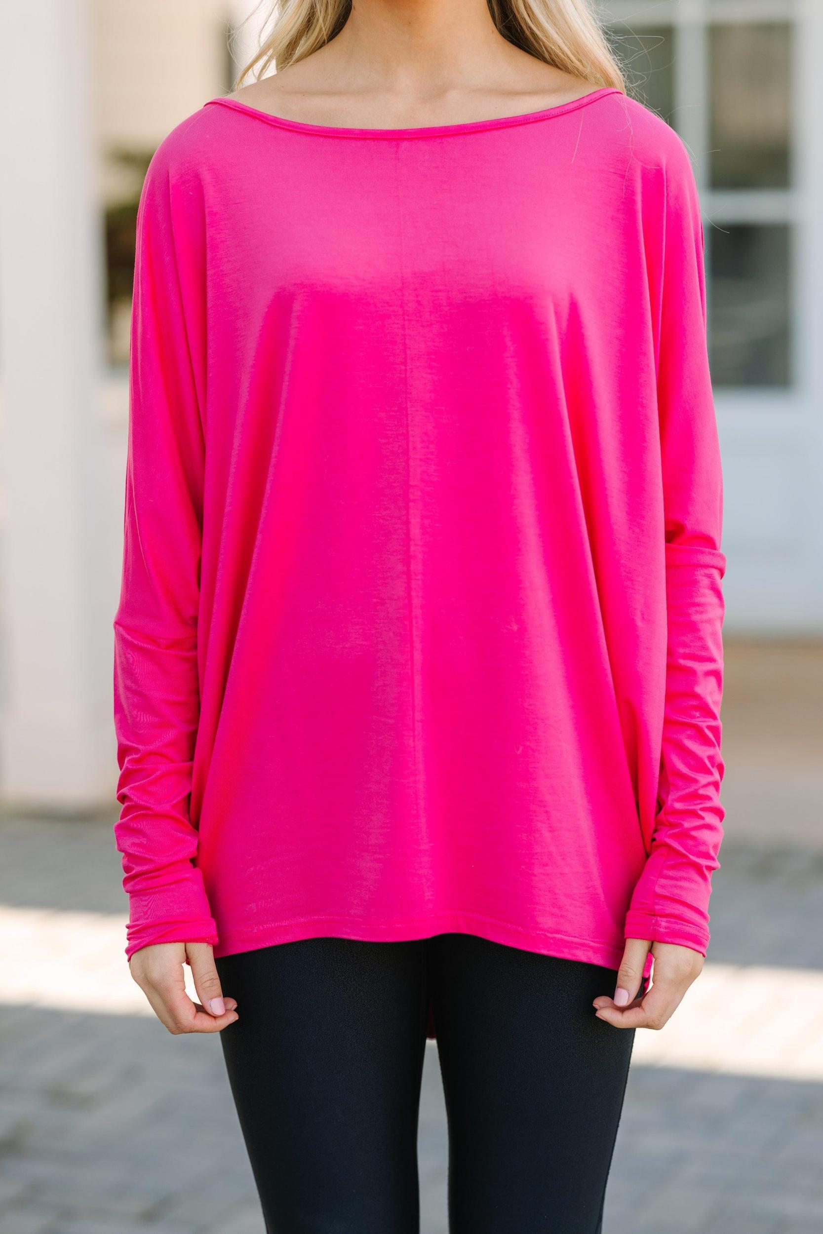New To You Fuchsia Pink Batwing Top Female Product Image