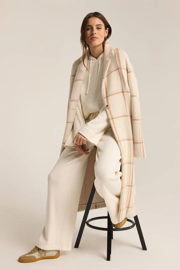 Mason Windowpane Knit Coat- Sea Salt Product Image