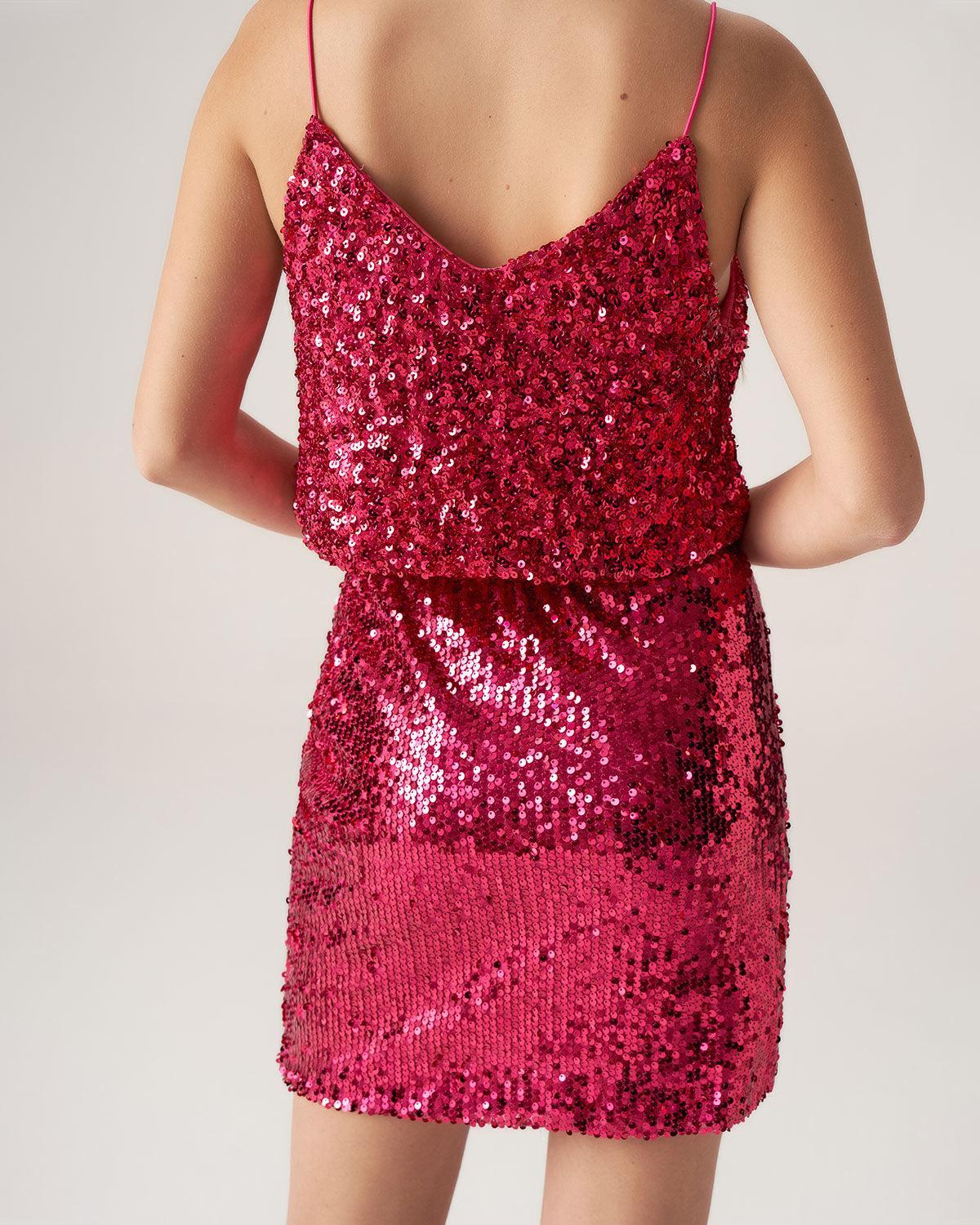 Bettydress-Red Sequins Straight Mini Skirt Product Image