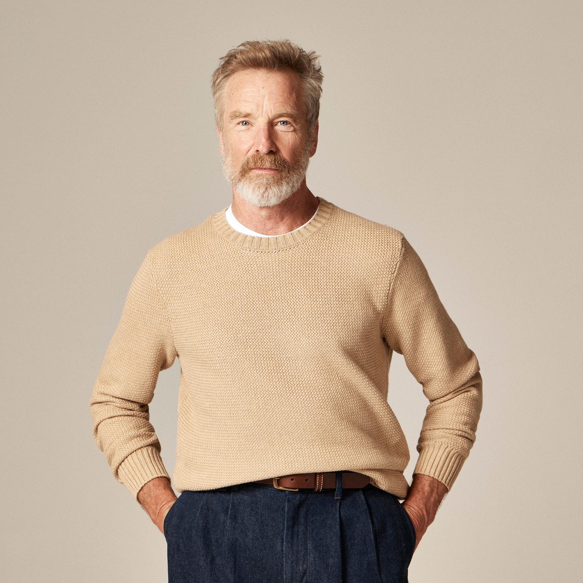 Basket-stitch cotton crewneck sweater Product Image
