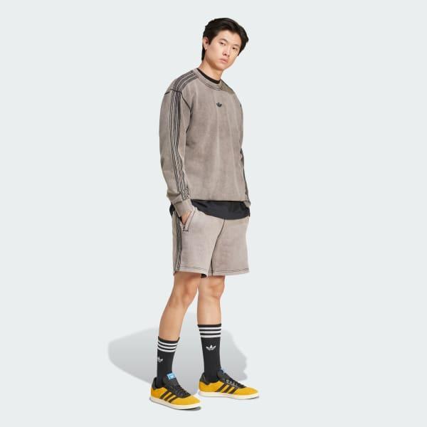 adidas Premium Essentials Retro Washed Crew Sweatshirt Black XS Mens Product Image