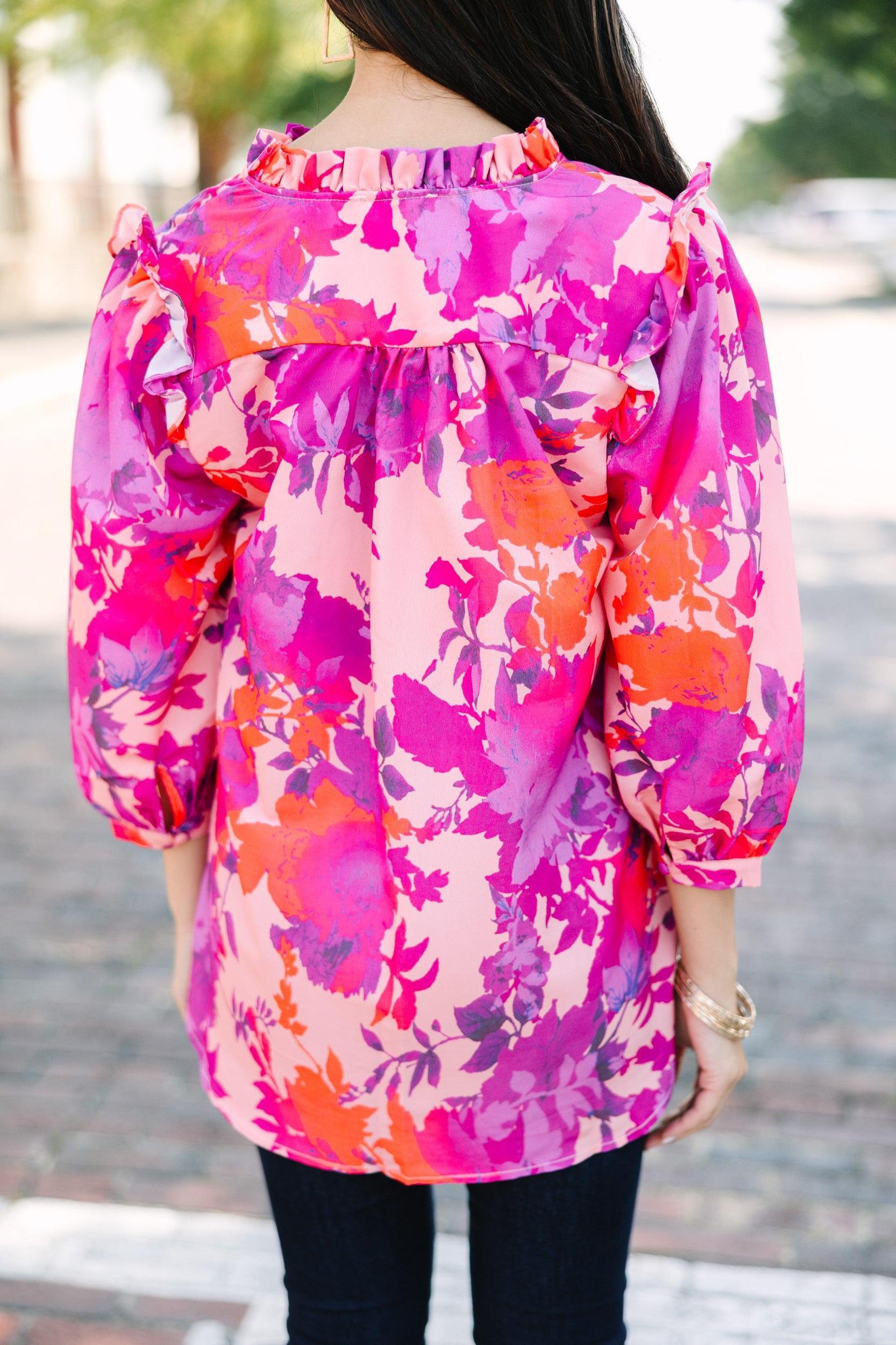 Do What's Right Fuchsia Pink Floral Blouse Female Product Image