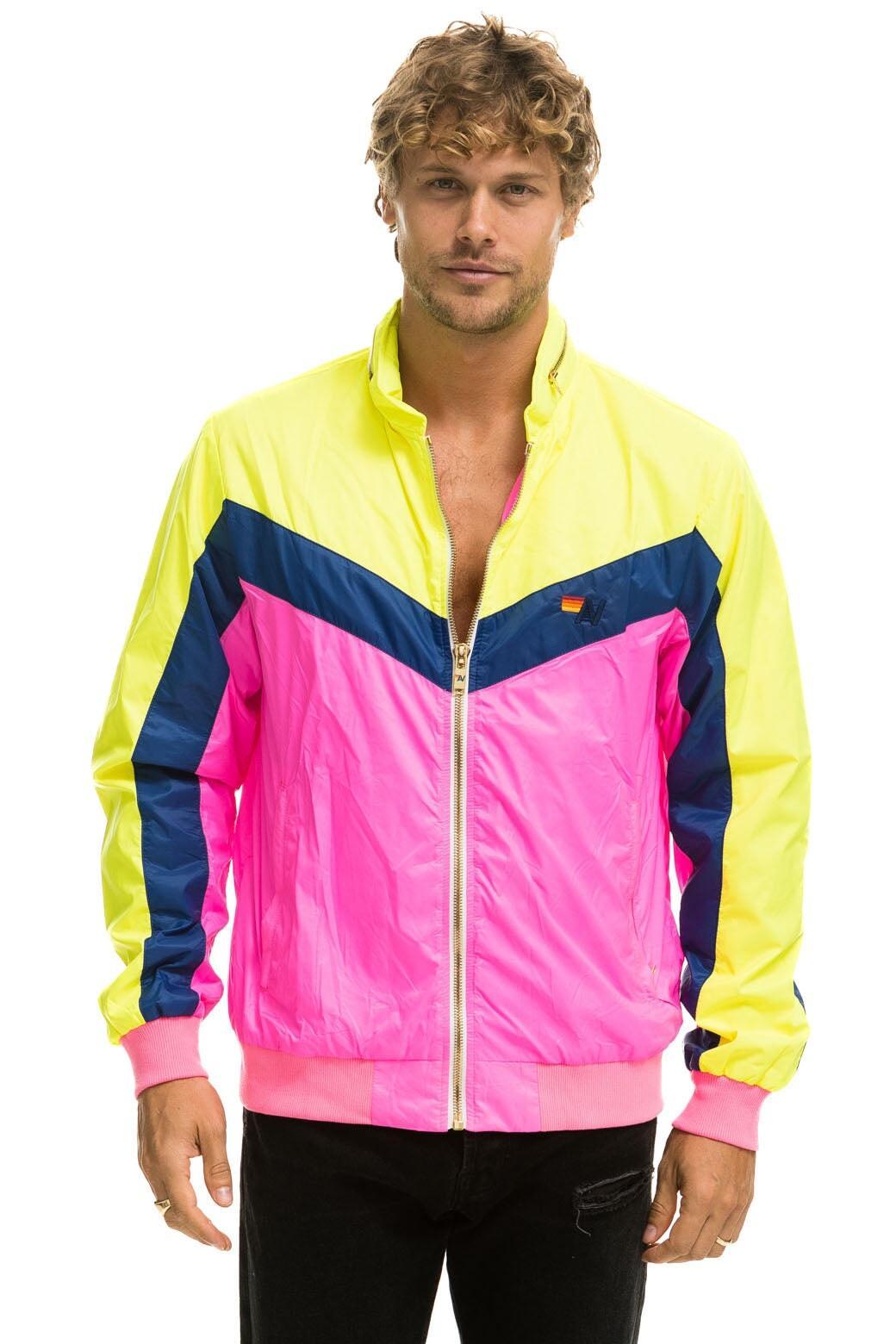 MEN'S WINDBREAKER JACKET - NEON PINK Male Product Image