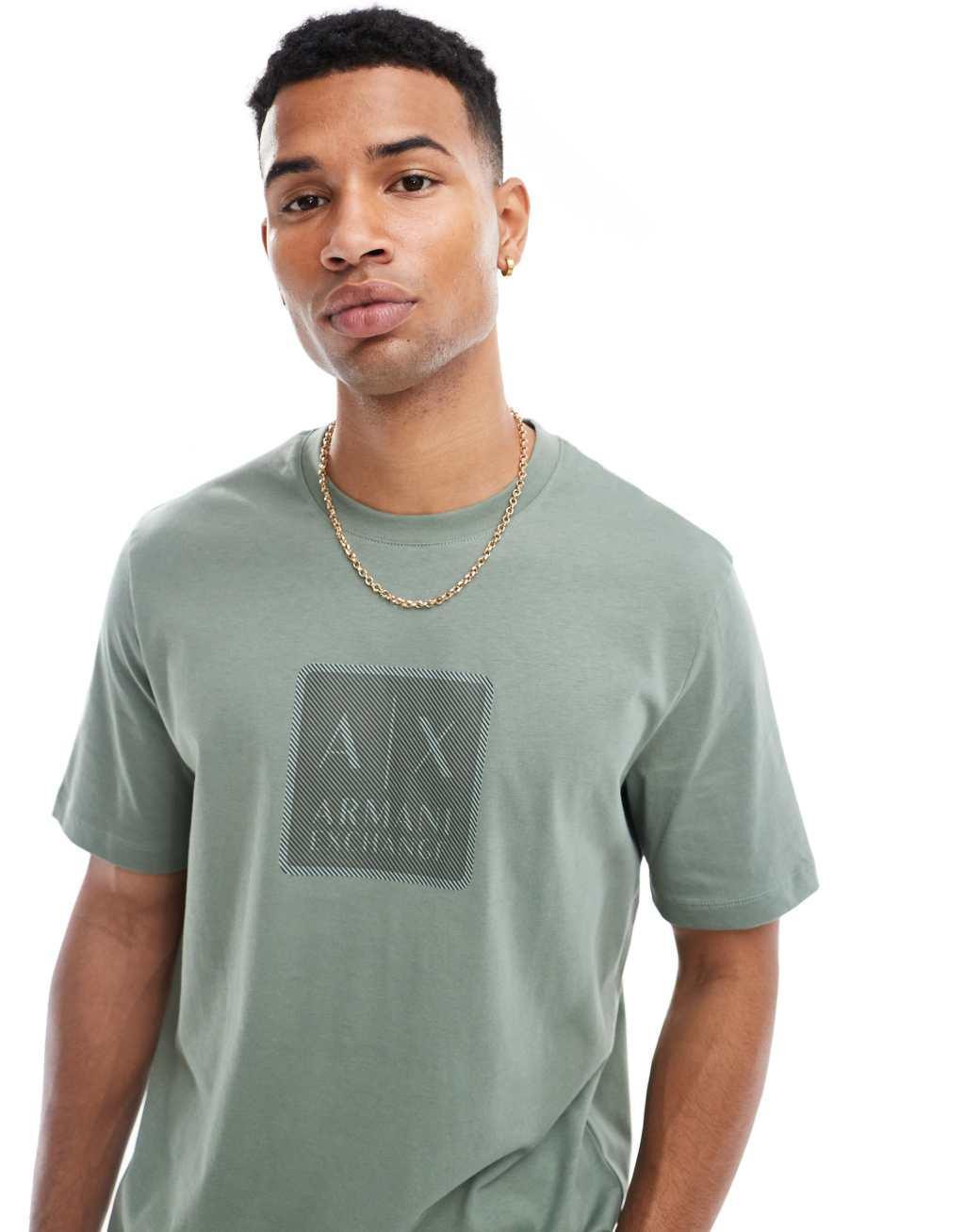 Armani Exchange T-shirt with square logo in green Product Image