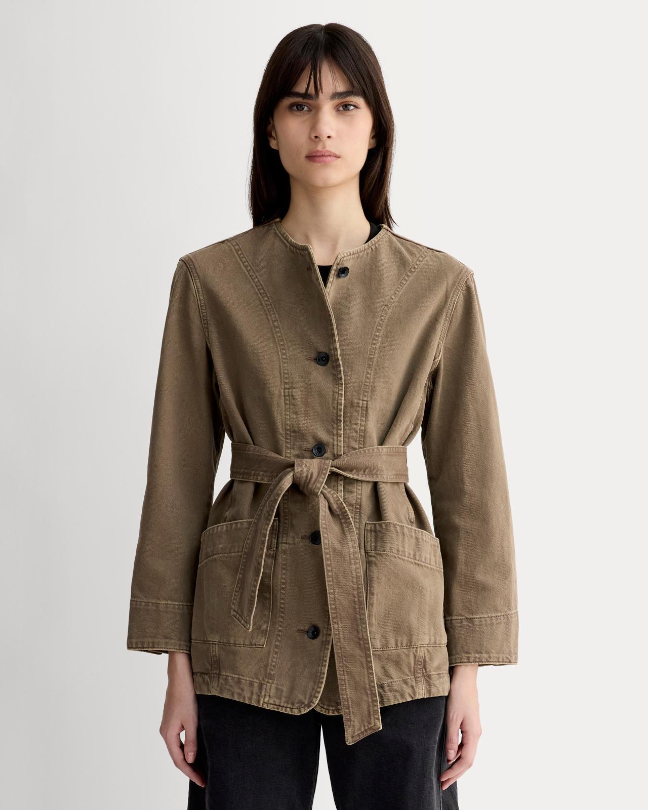 The Long Denim Barrel Jacket Product Image
