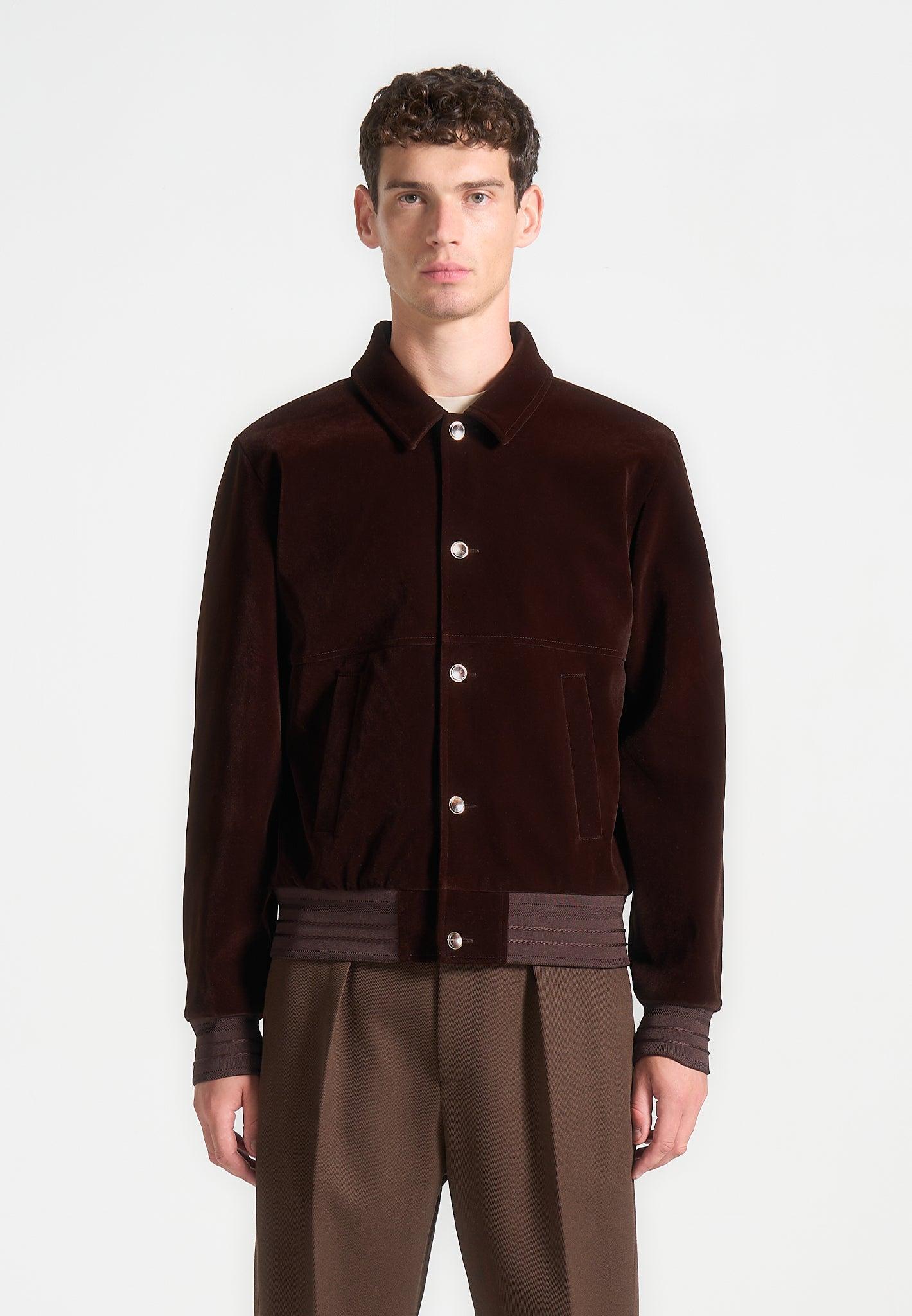 Velvet Trucker Jacket - Brown Male Product Image