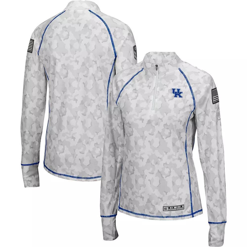 Women's Colosseum White Kentucky Wildcats OHT Military Appreciation Officer Arctic Camo Fitted Lightweight 1/4-Zip Jacket, Size: XL Product Image