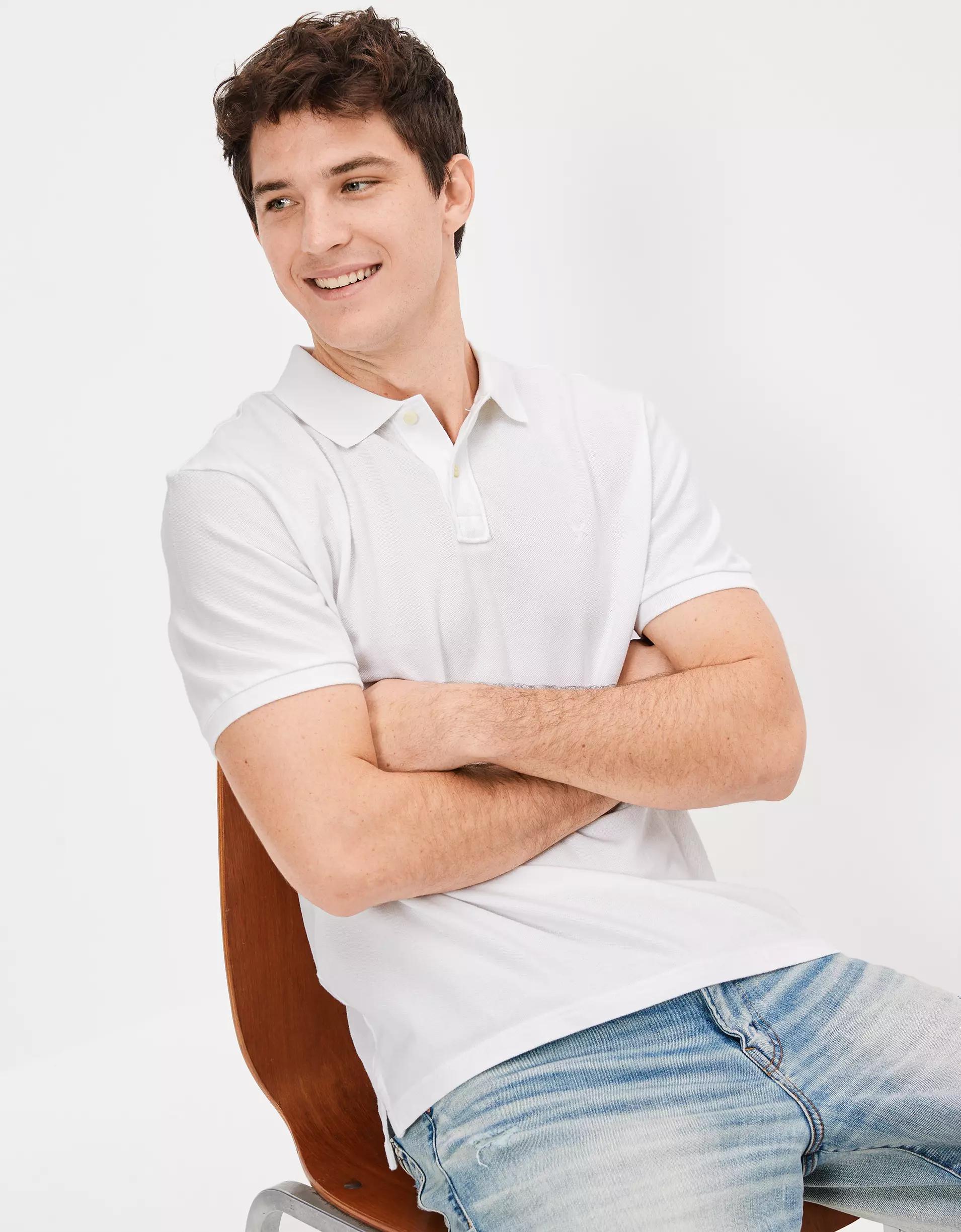 AE Lived-In Pique Polo Shirt Product Image