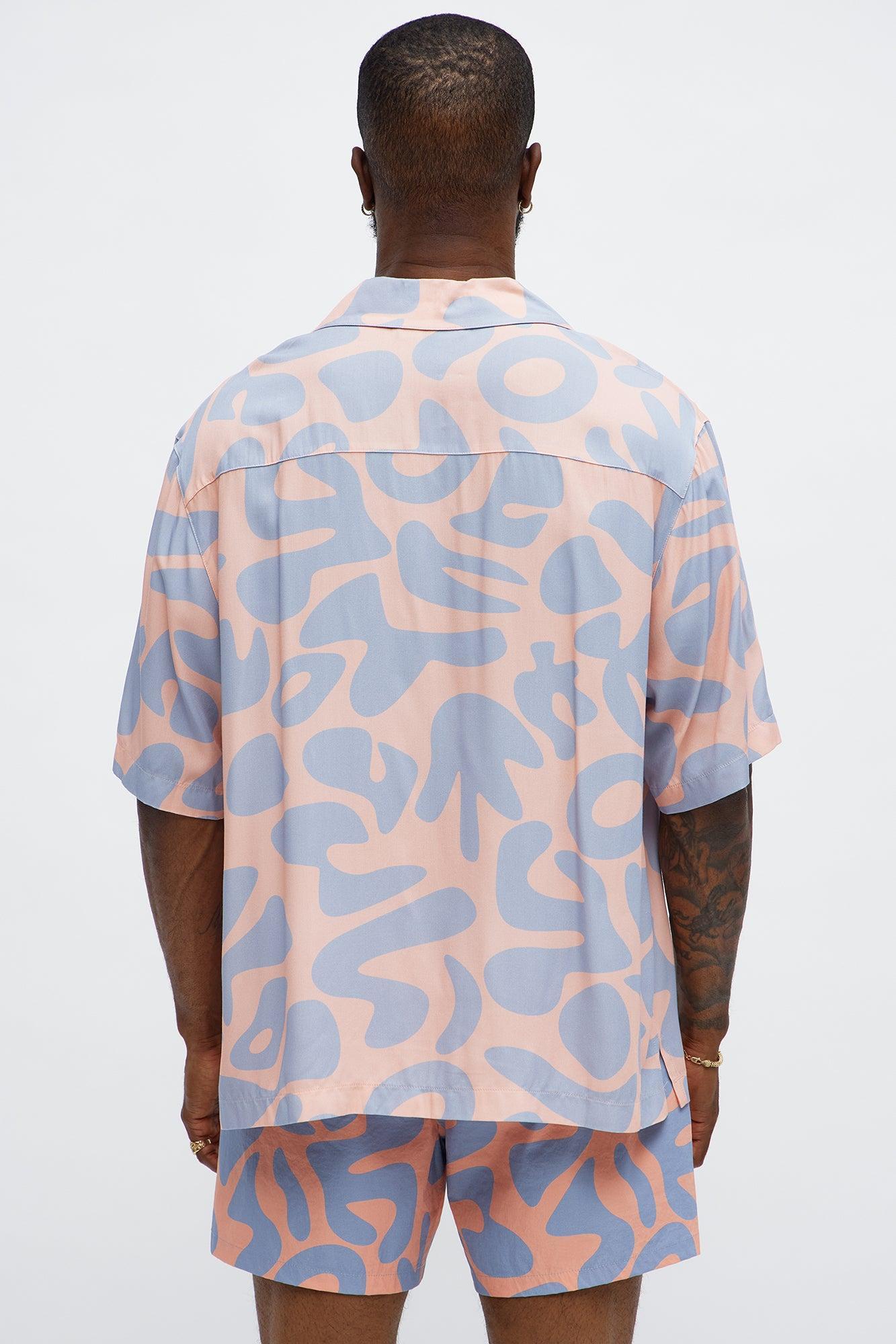 Relaxed Chateau Abstract Button Up Shirt - Pink/combo Product Image