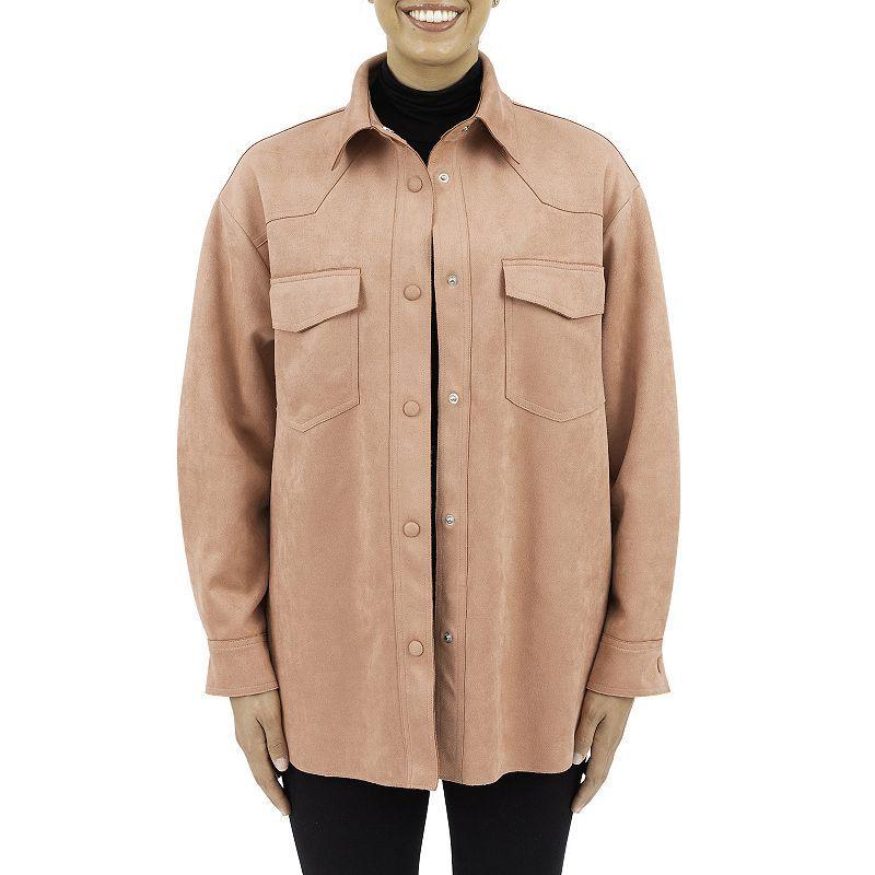 Women's Fleet Street Faux-Suede Shacket, Size: Medium, Fig Product Image