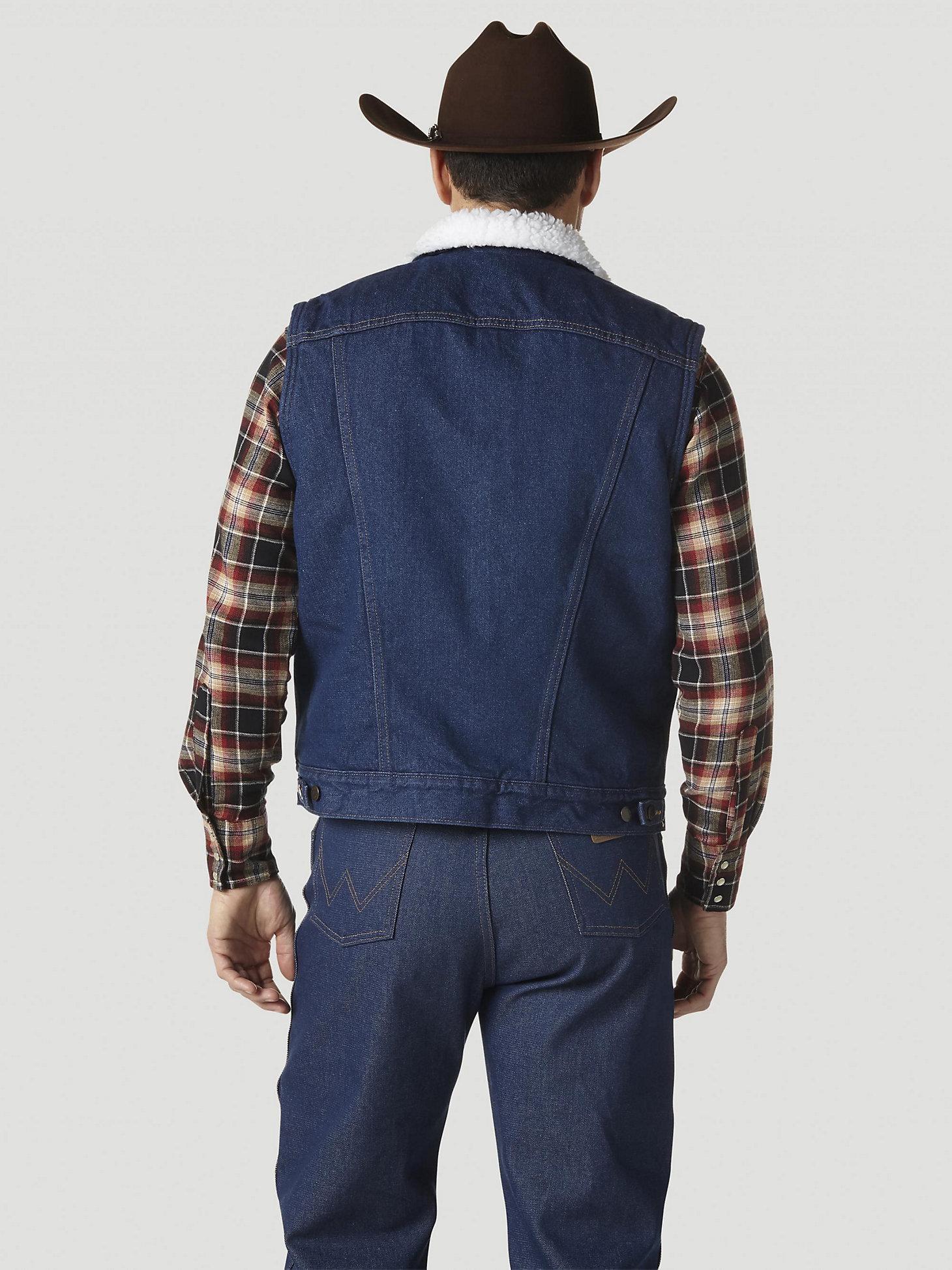 Wrangler® Sherpa Lined Denim Vest - Prewashed | Men's JACKETS & OUTERWEAR | Wrangler® Product Image