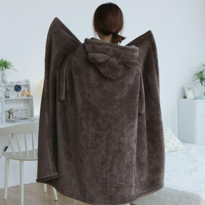 Ear Hooded Plain Fleece Toggle Cape Product Image