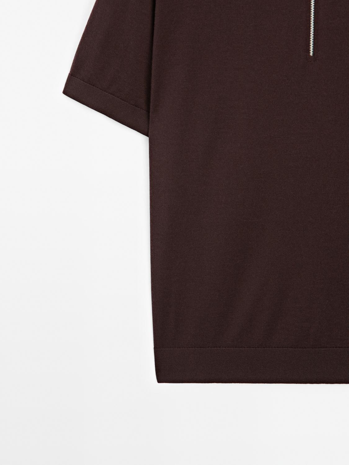 Knit polo shirt with zip collar Product Image