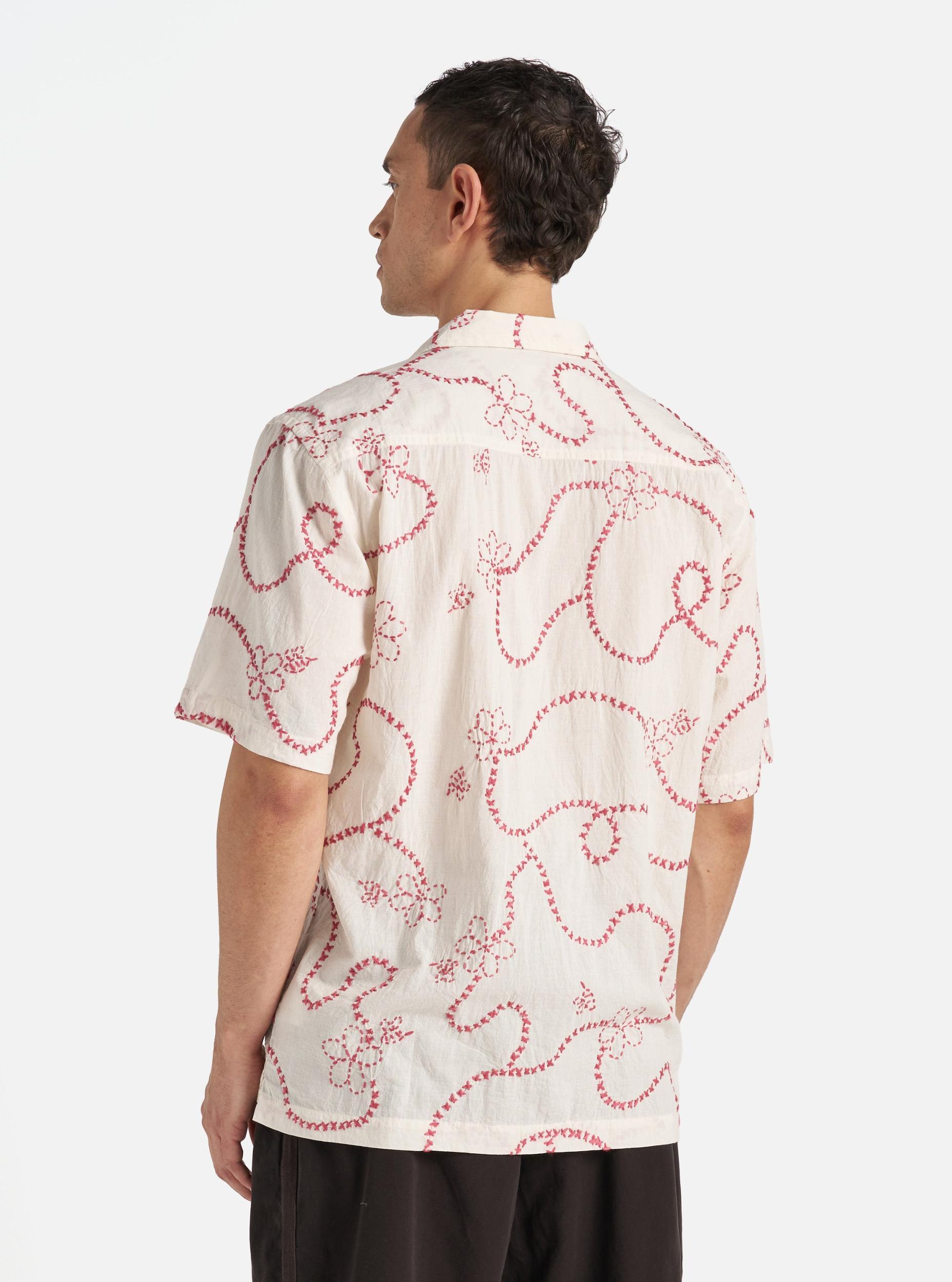 Ecru Terracotta Kantha Cotton Camp Shirt Product Image