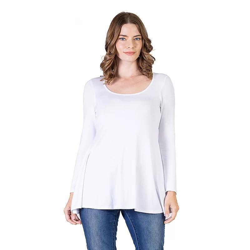 Womens 24Seven Comfort Apparel Swing Style Flared Tunic Top Purple Product Image