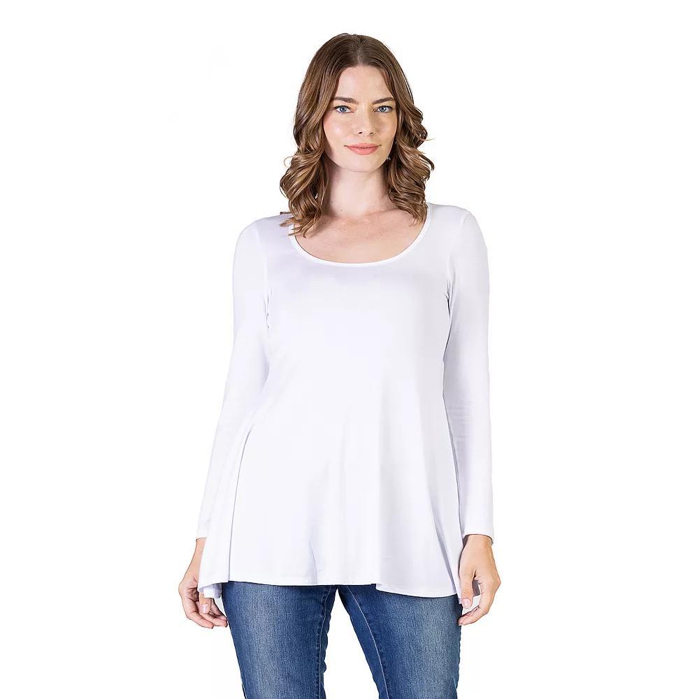 Womens 24Seven Comfort Apparel Swing Style Flared Tunic Top Purple Product Image