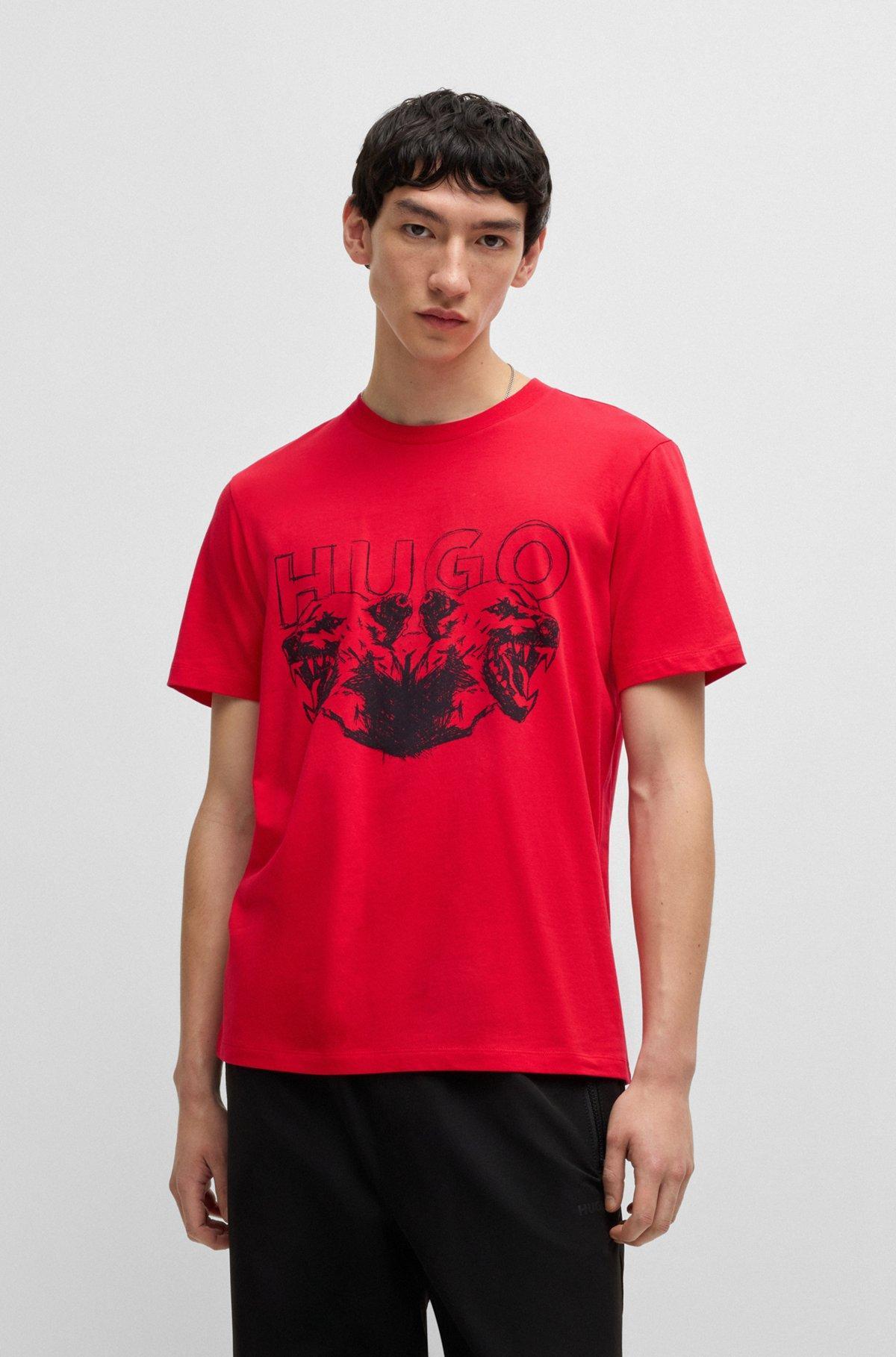 Cotton-jersey T-shirt with logo and animal graphic Product Image