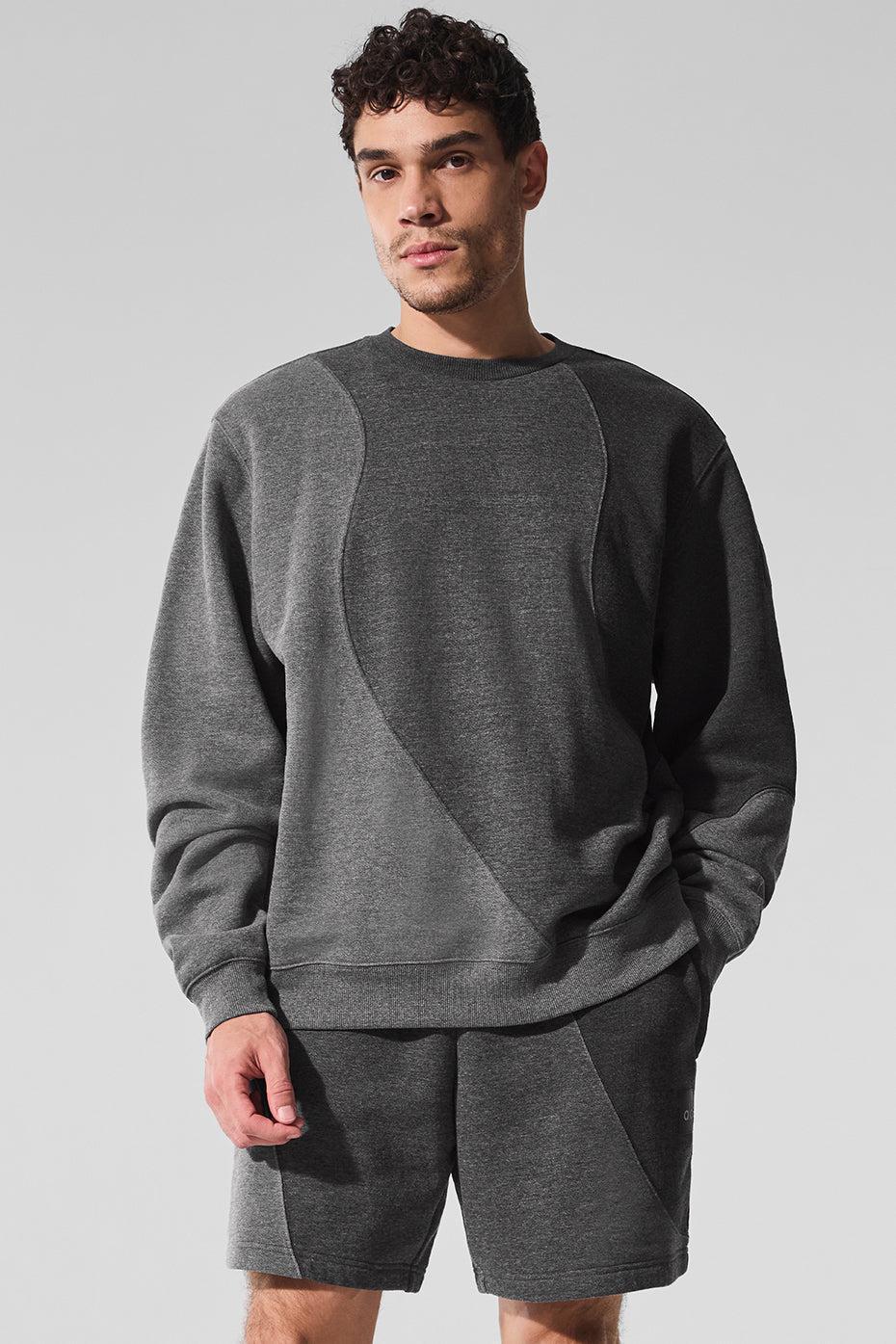 Make Waves Crew Neck Pullover - Dark Heather Grey Tonal Product Image