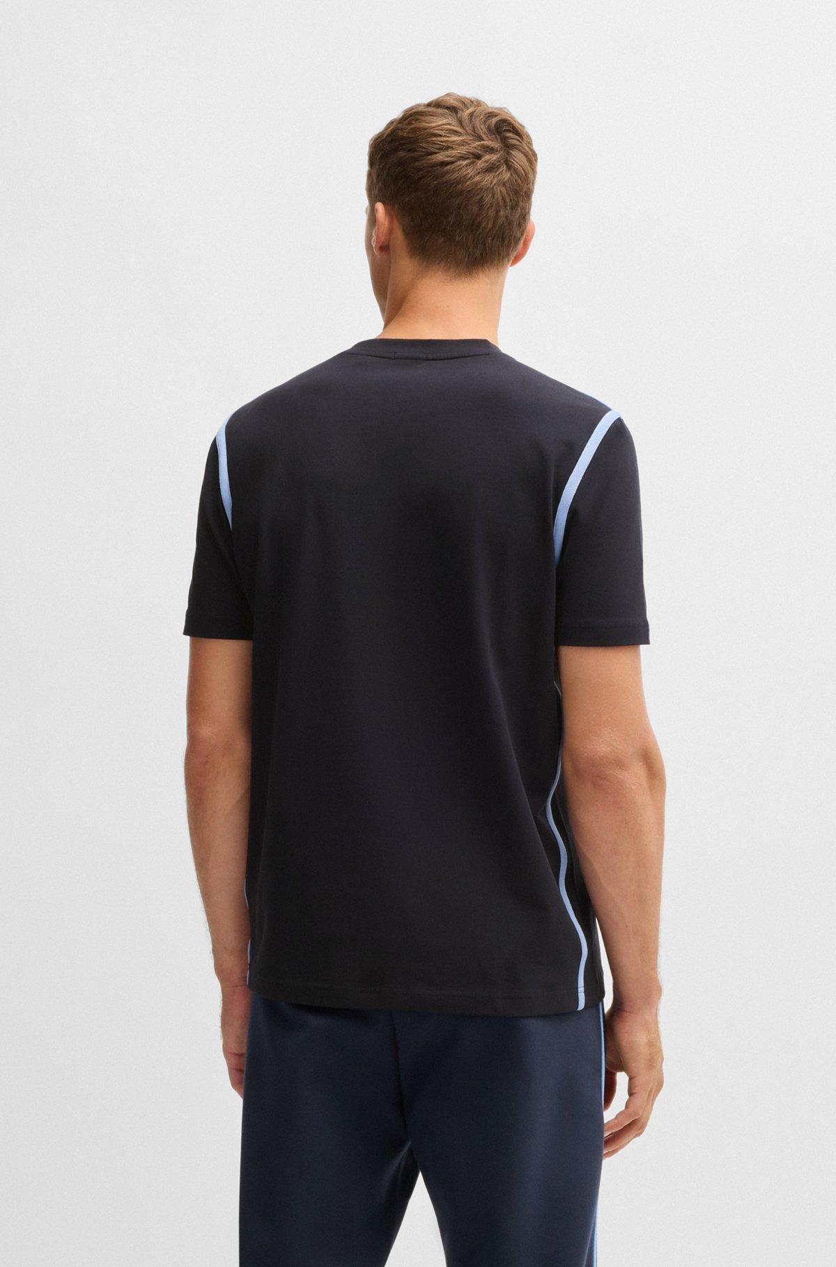 Stretch-cotton T-shirt with tape trims Product Image