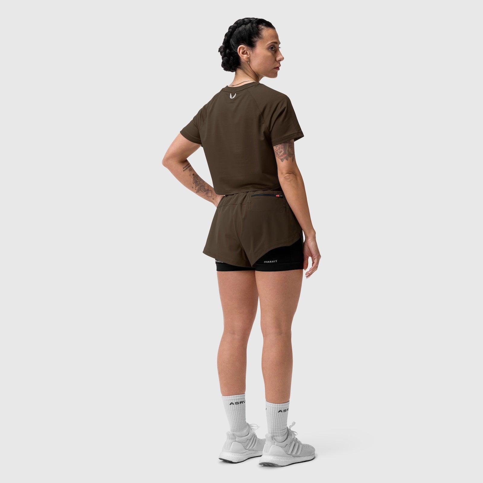W018. AeroSilver® Cropped Tee - Dark Earth Product Image