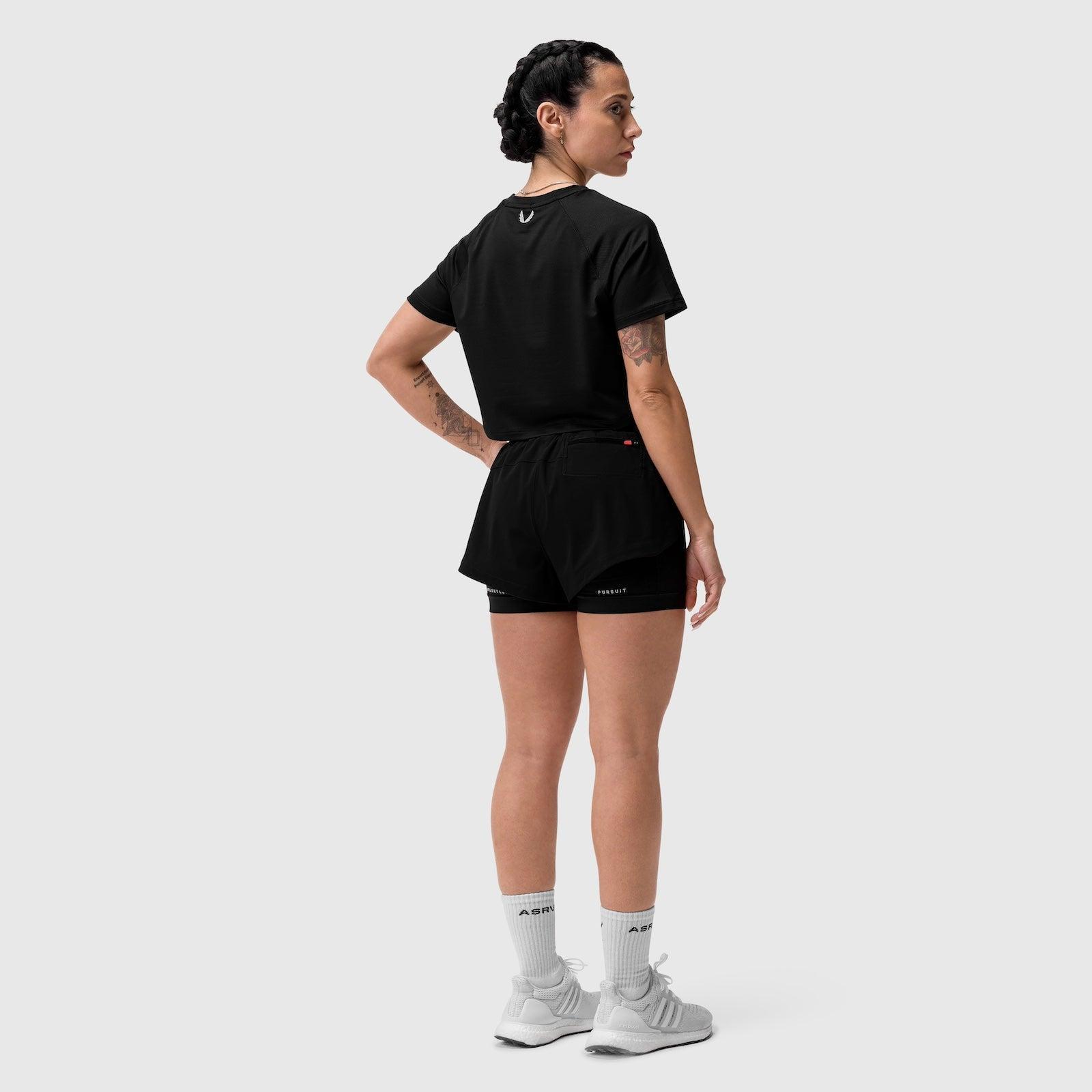 W018. AeroSilver® Cropped Tee - Black Product Image