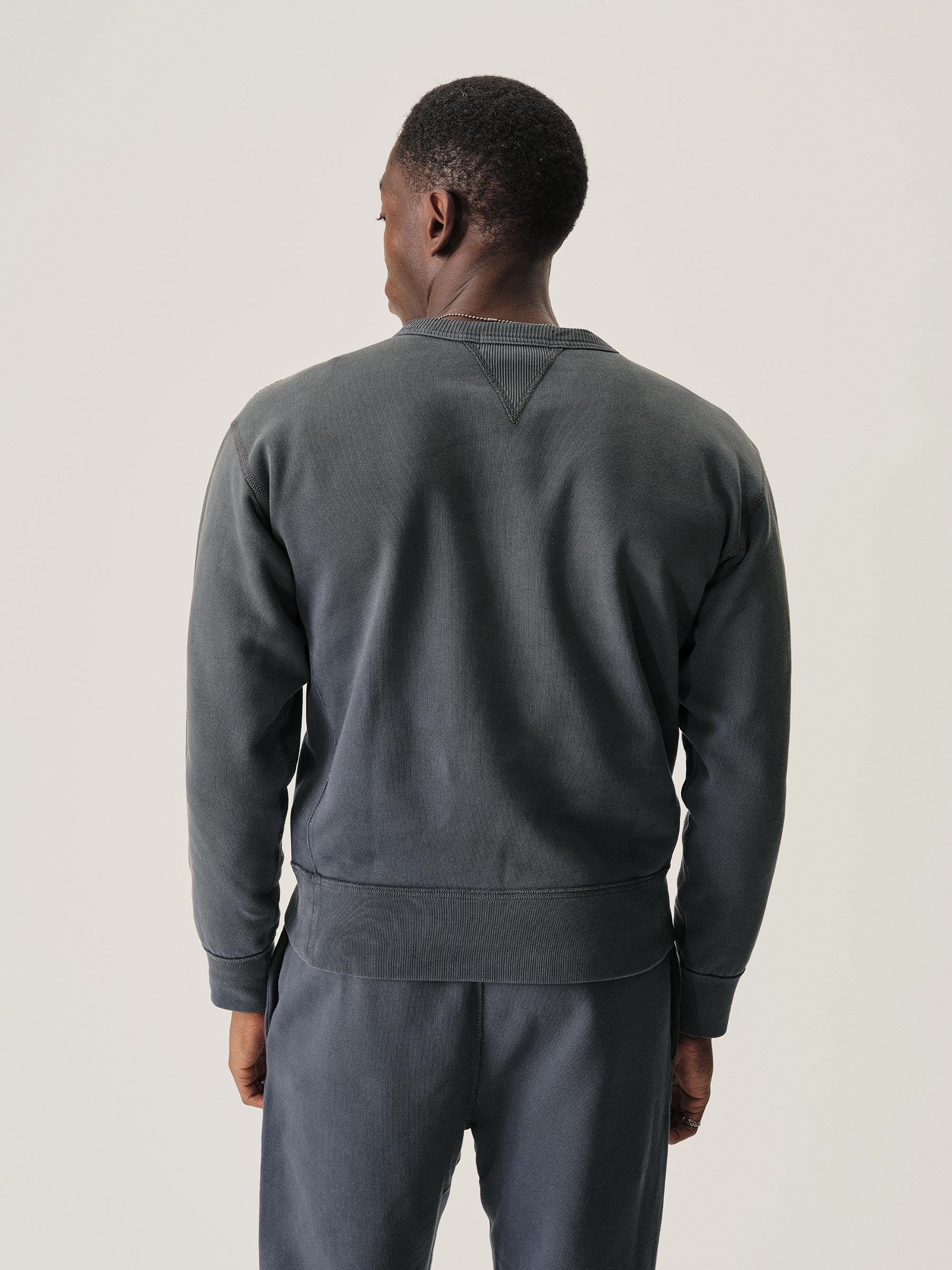 D038 Double Indigo Loopback Double V Crew Sweatshirt Product Image