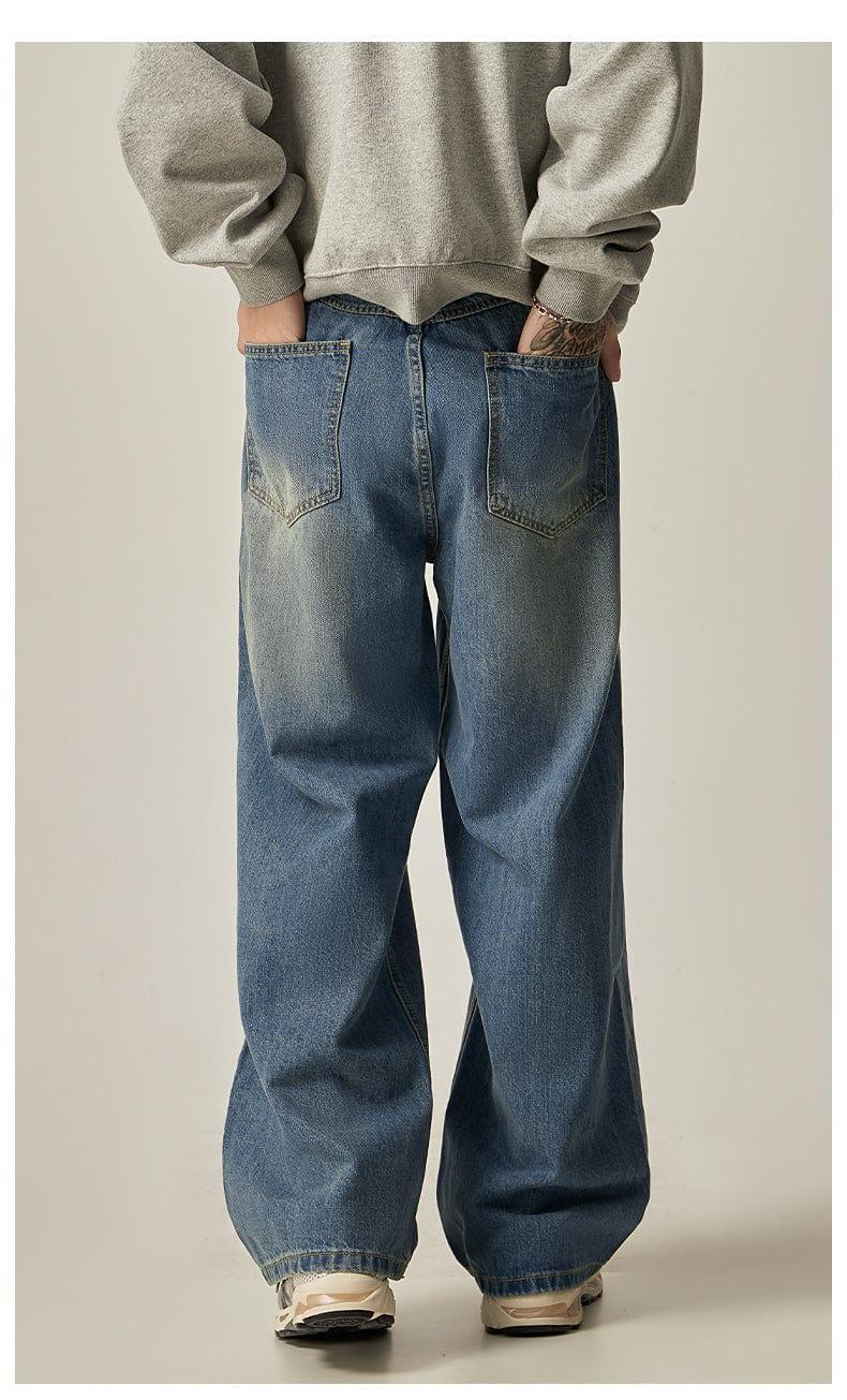 RT No. 11164 BLUE WIDE STRAIGHT DENIM JEANS Product Image