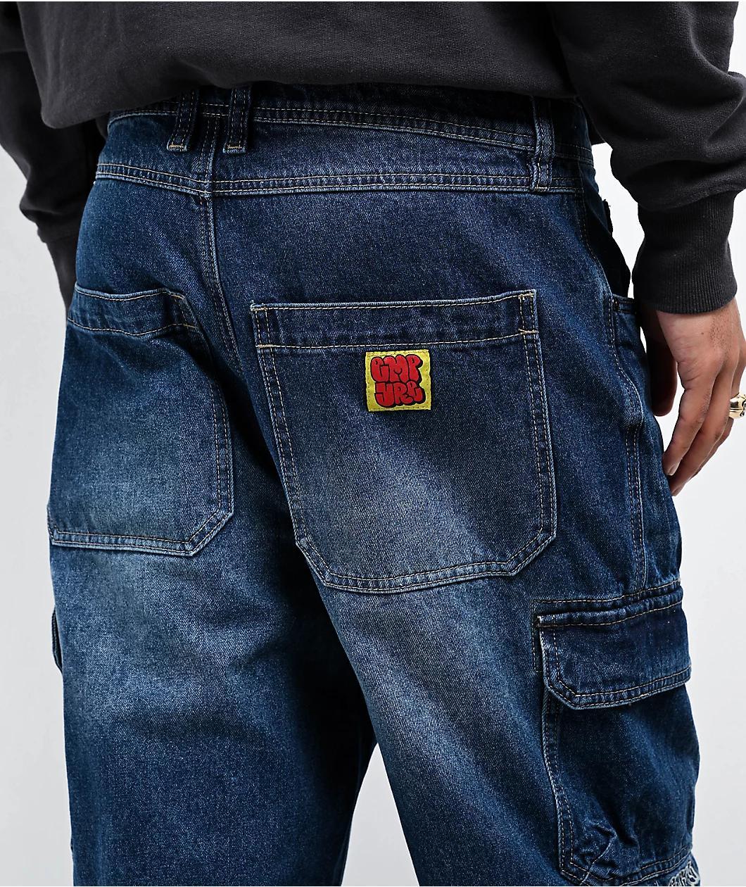 Empyre Blue Zip Off Cargo Denim Skate Jeans Product Image