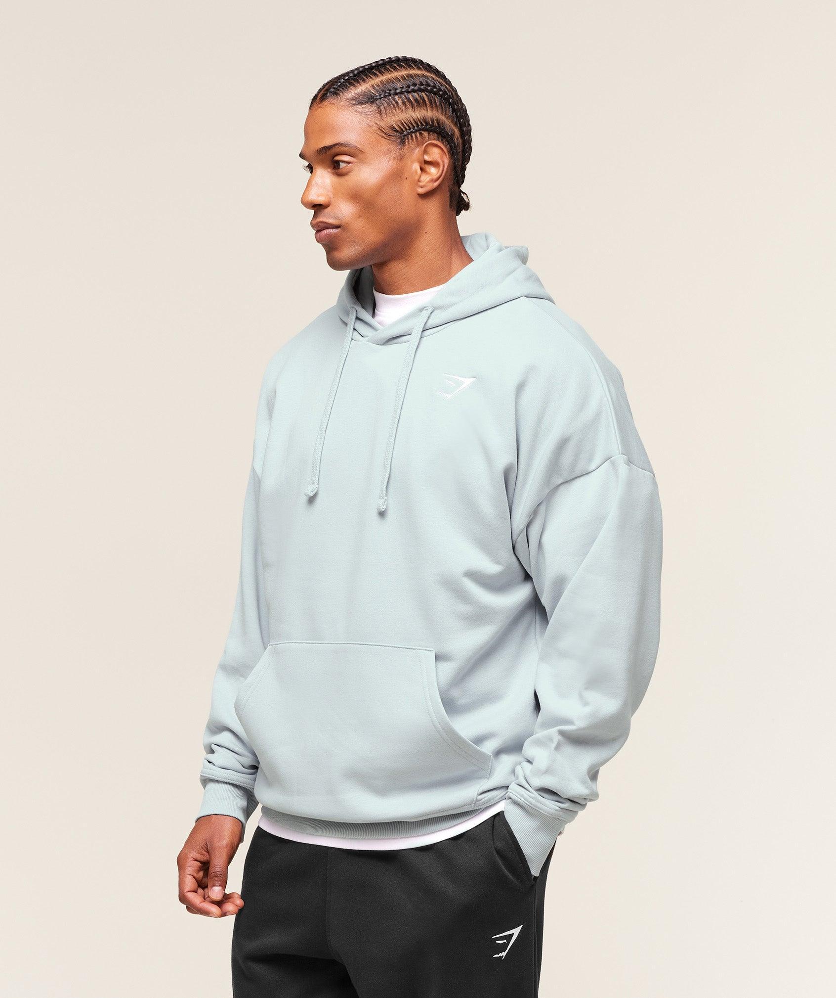 Gymshark Crest Oversized Hoodie - Smoke Blue Male Product Image