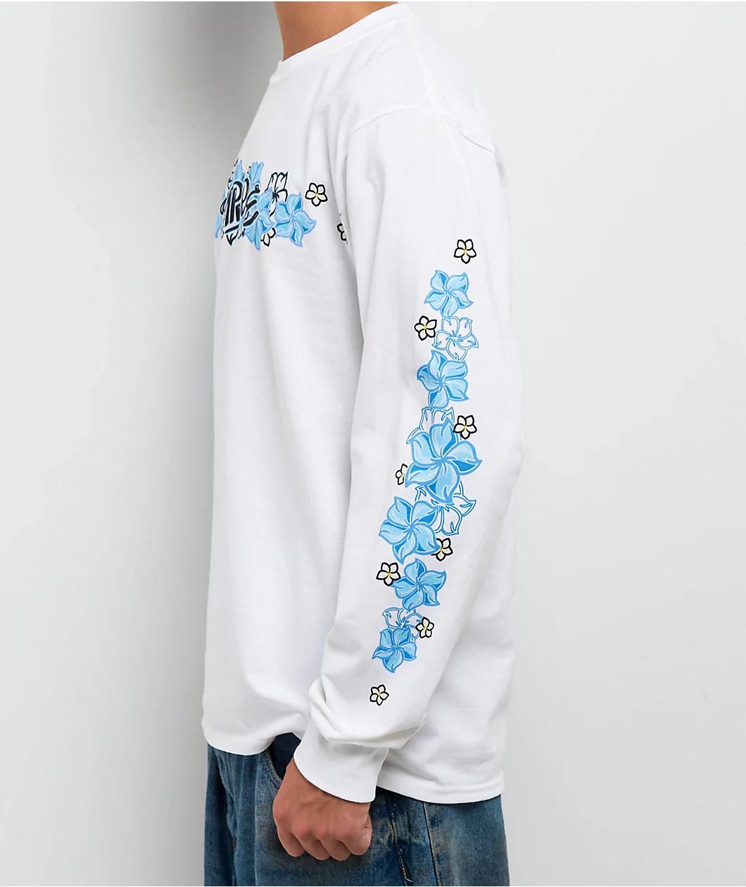 Empyre Flowers N Surf White Long Sleeve T-Shirt Product Image