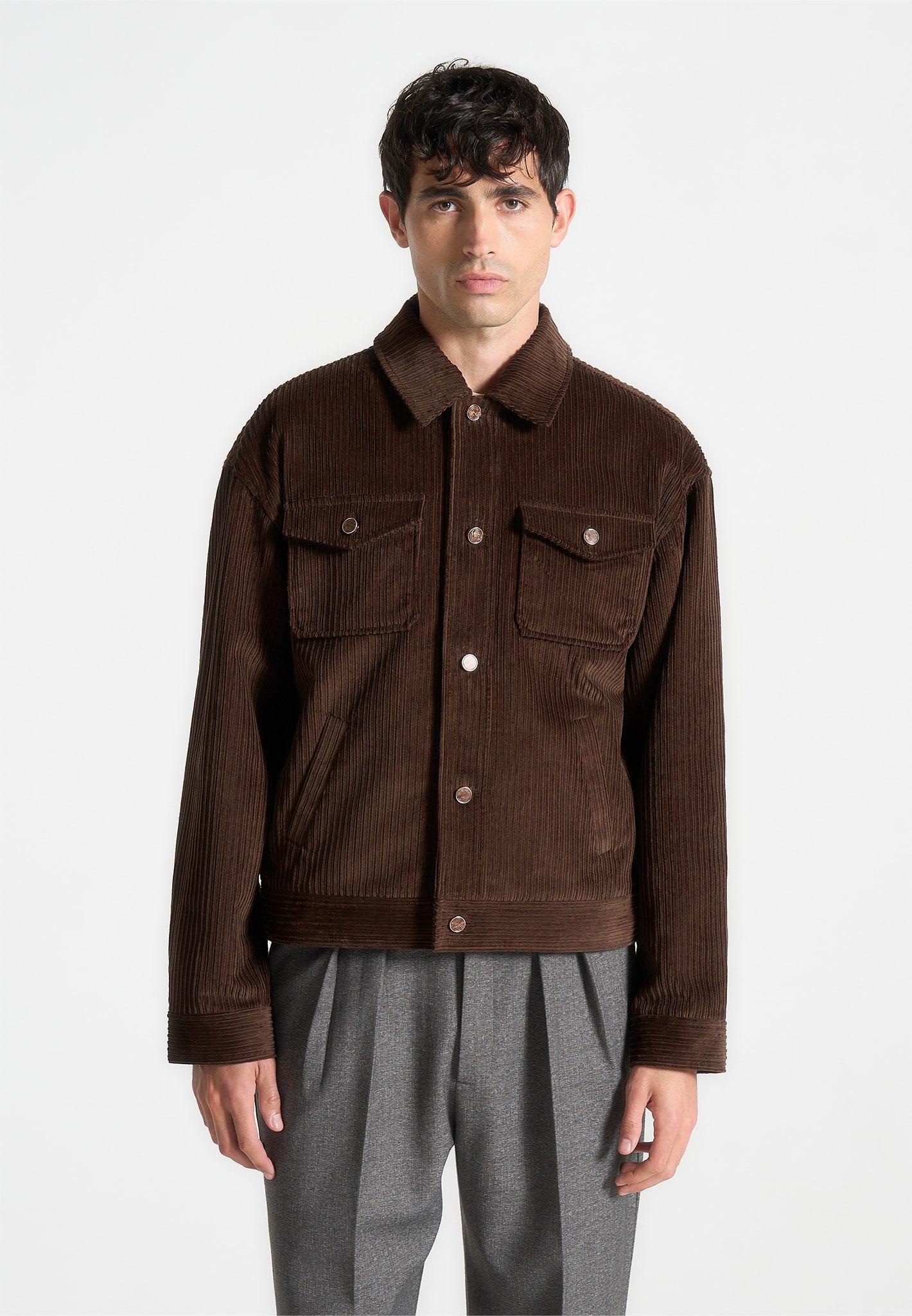 Corduroy Trucker Jacket - Brown Male Product Image