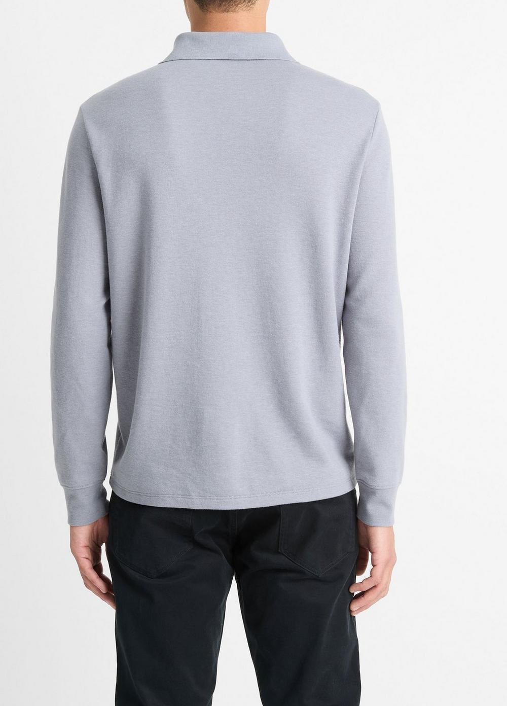 Mens Double-Face Cotton-Blend Long-Sleeve Polo Shirt, Coastal Blue/ultramarine, Size M Vince Product Image