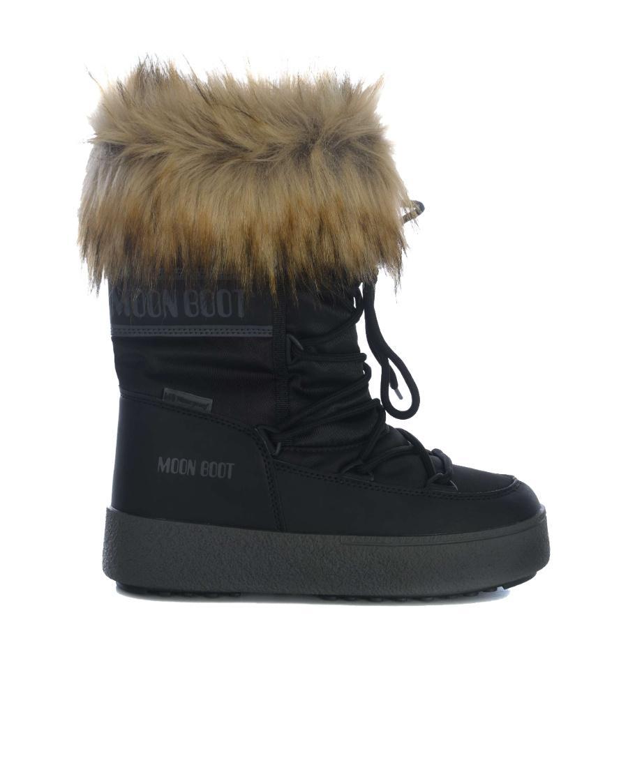 MOON BOOT Track Monaco Faux Fur Short Snow Boots In Black Product Image