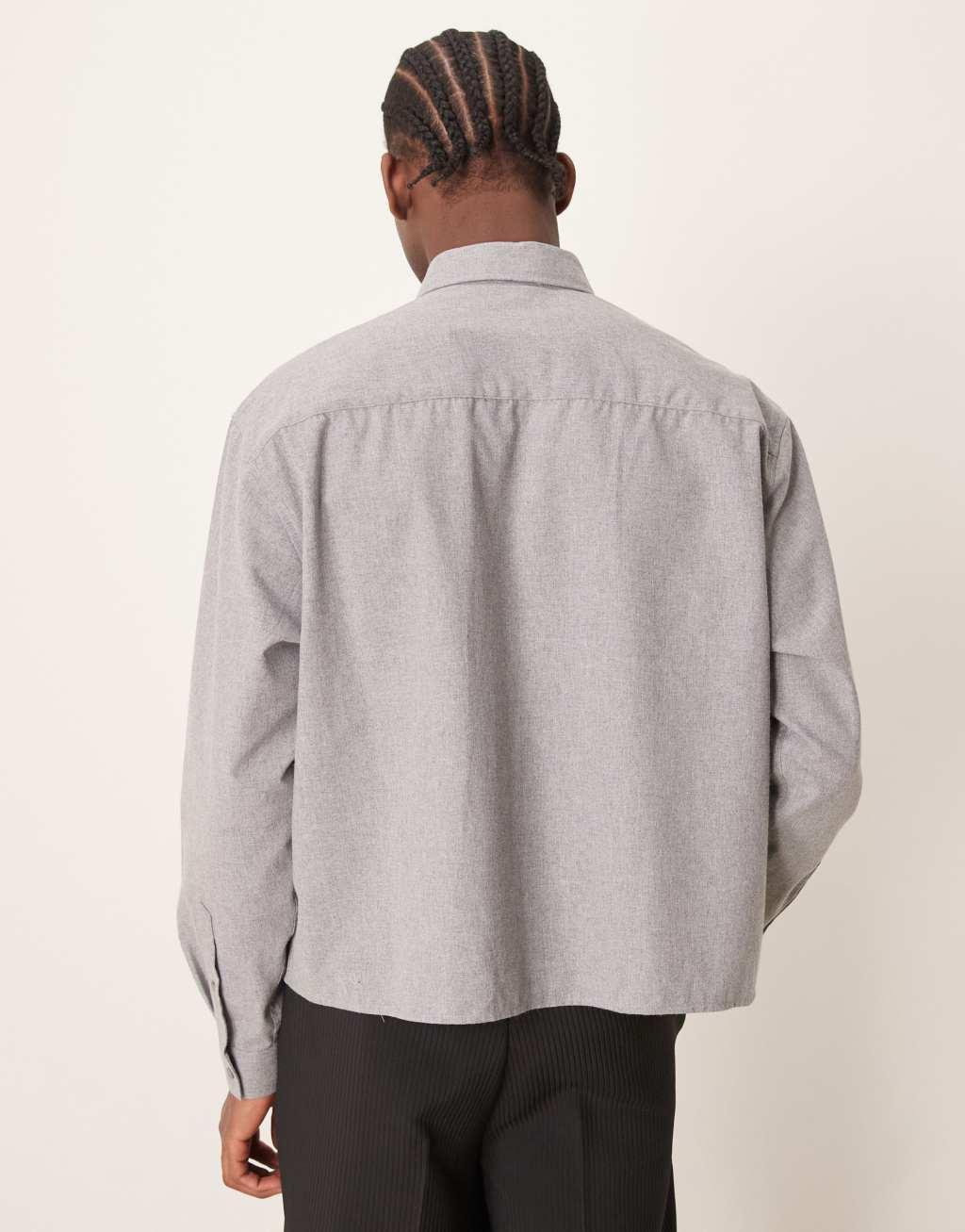 ASOS DESIGN oversized boxy shirt in gray Product Image