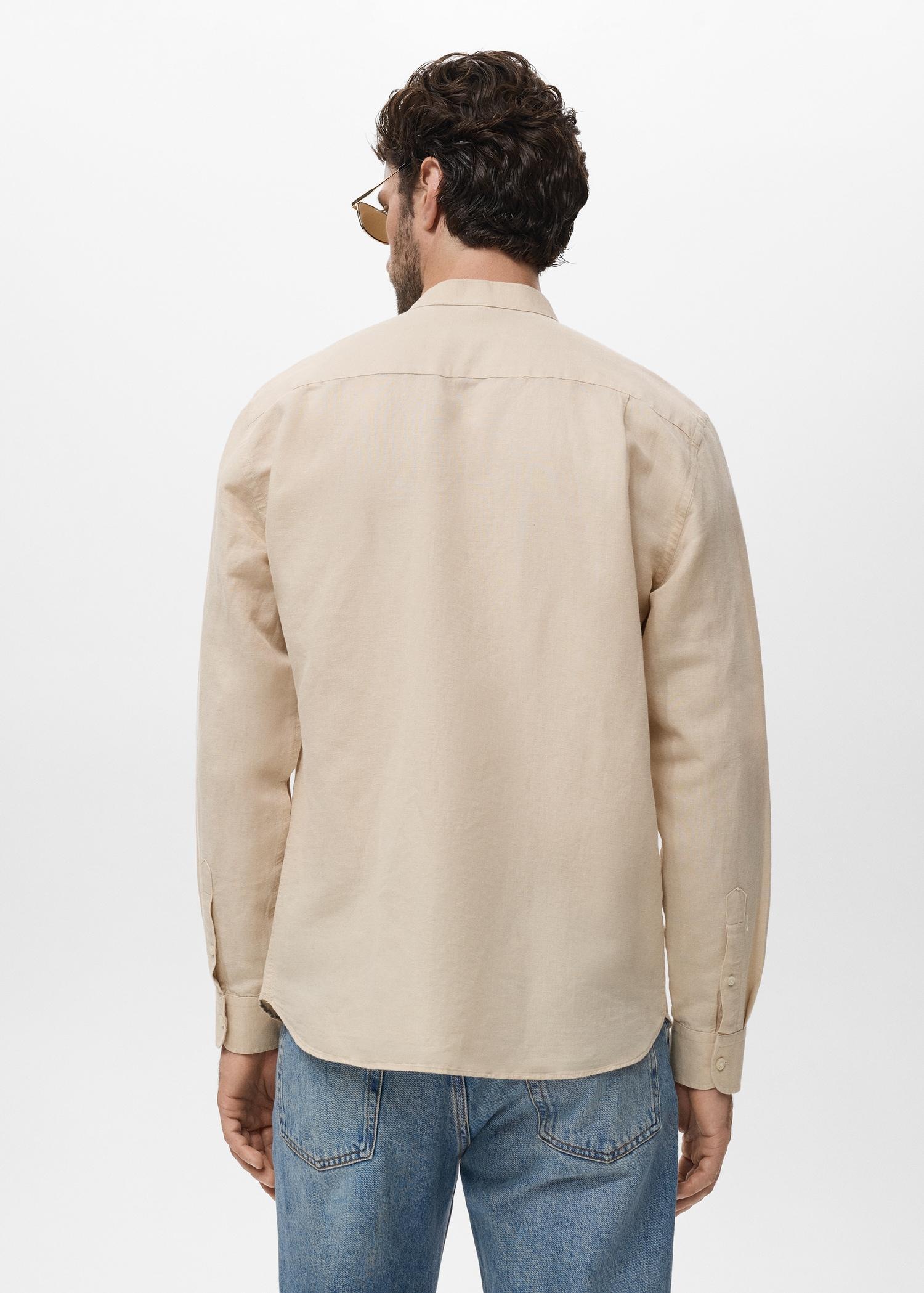 Mao collar linen shirt - Men | MANGO USA Product Image
