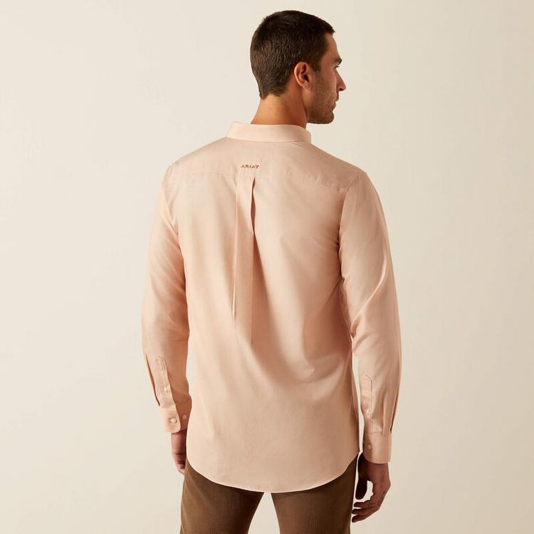 Ariat® Men's L/S Solid Light Brown/Peach WF Fitted Button Shirt Product Image