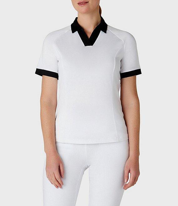 Callaway Stretch Knit Color Block V-Placket Short Sleeve Golf Polo Shirt Product Image