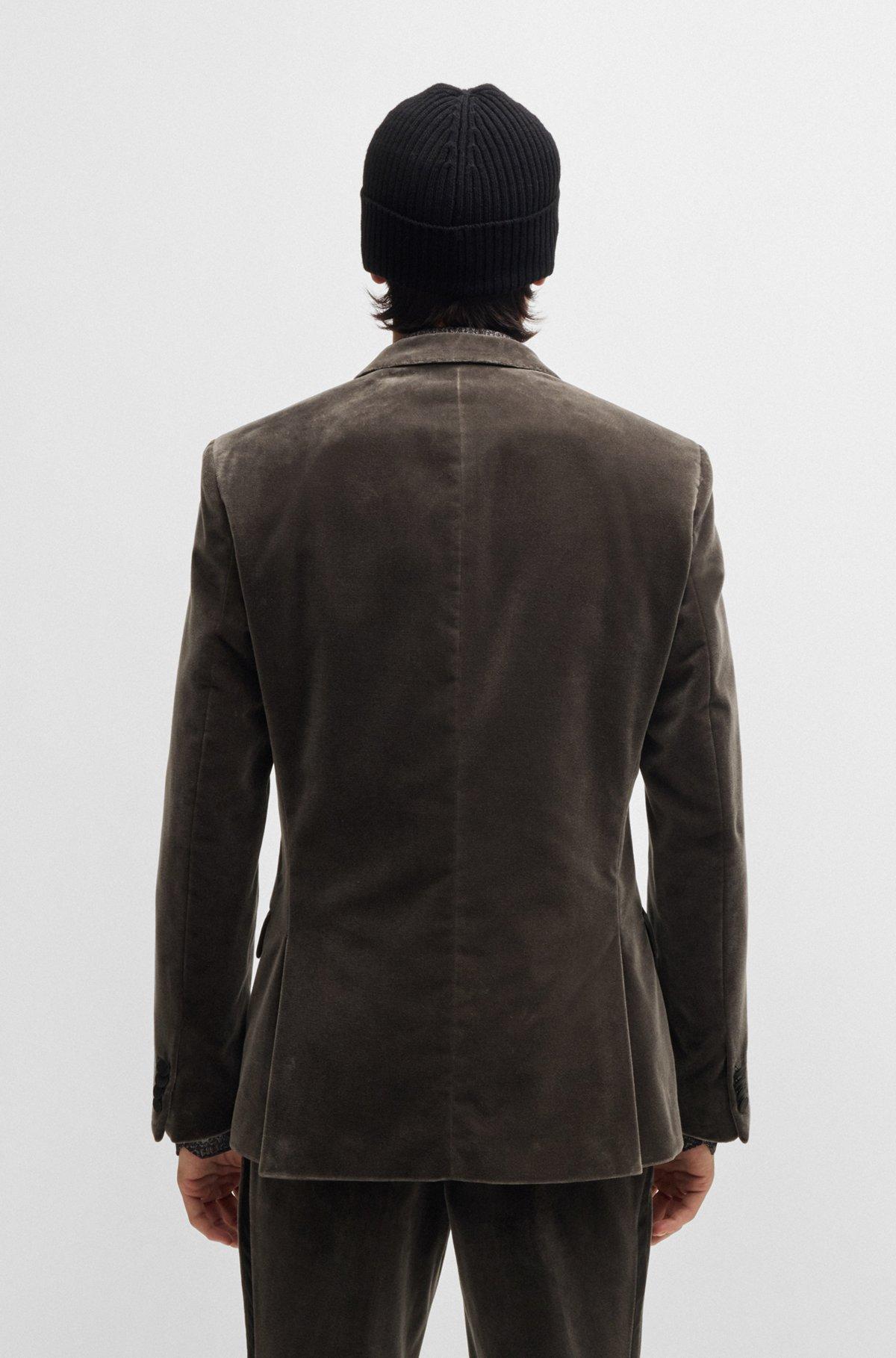 Slim-fit evening jacket in performance-stretch cotton velvet Product Image