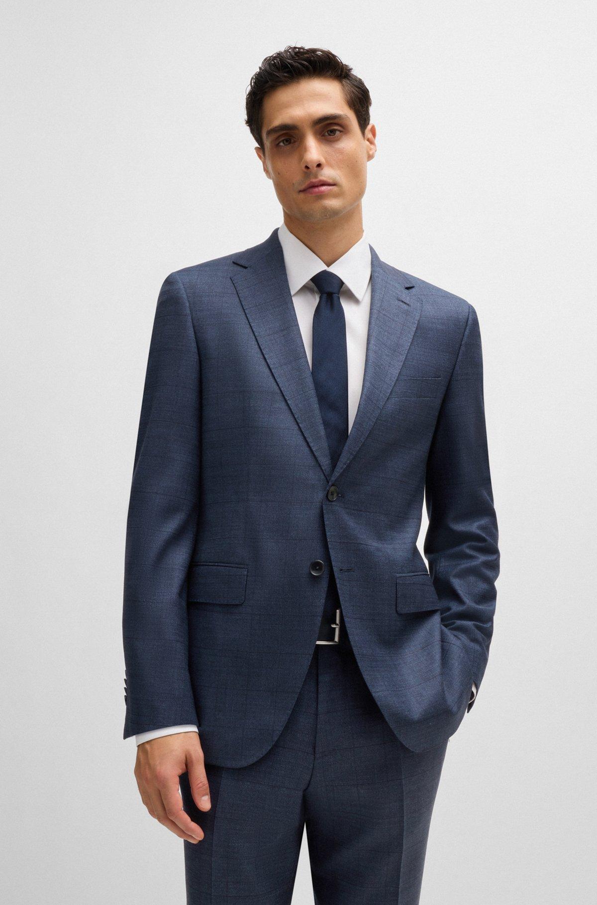 Regular-fit suit in checked stretch wool Product Image