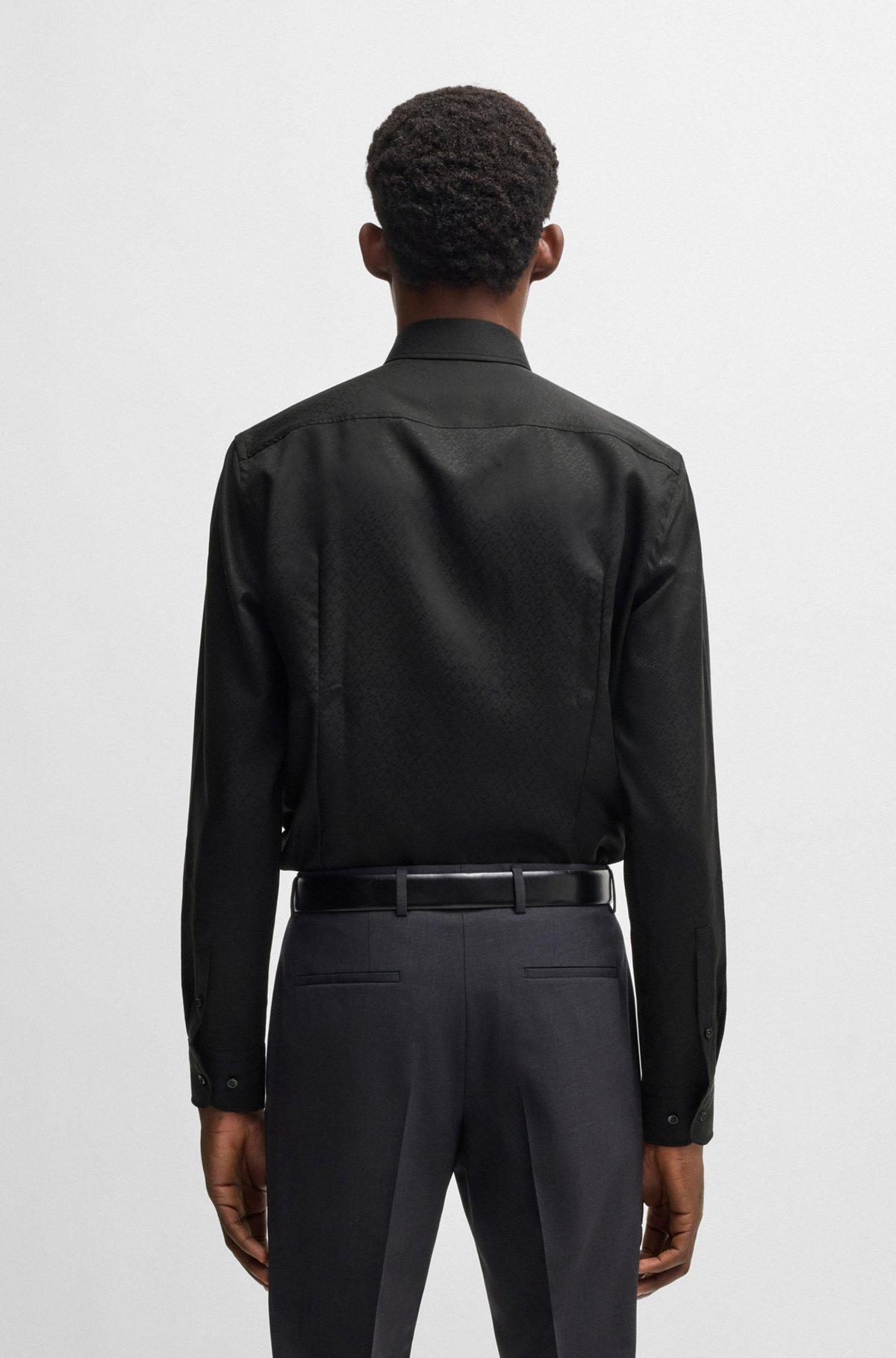Slim-fit shirt with leaf jacquard Product Image