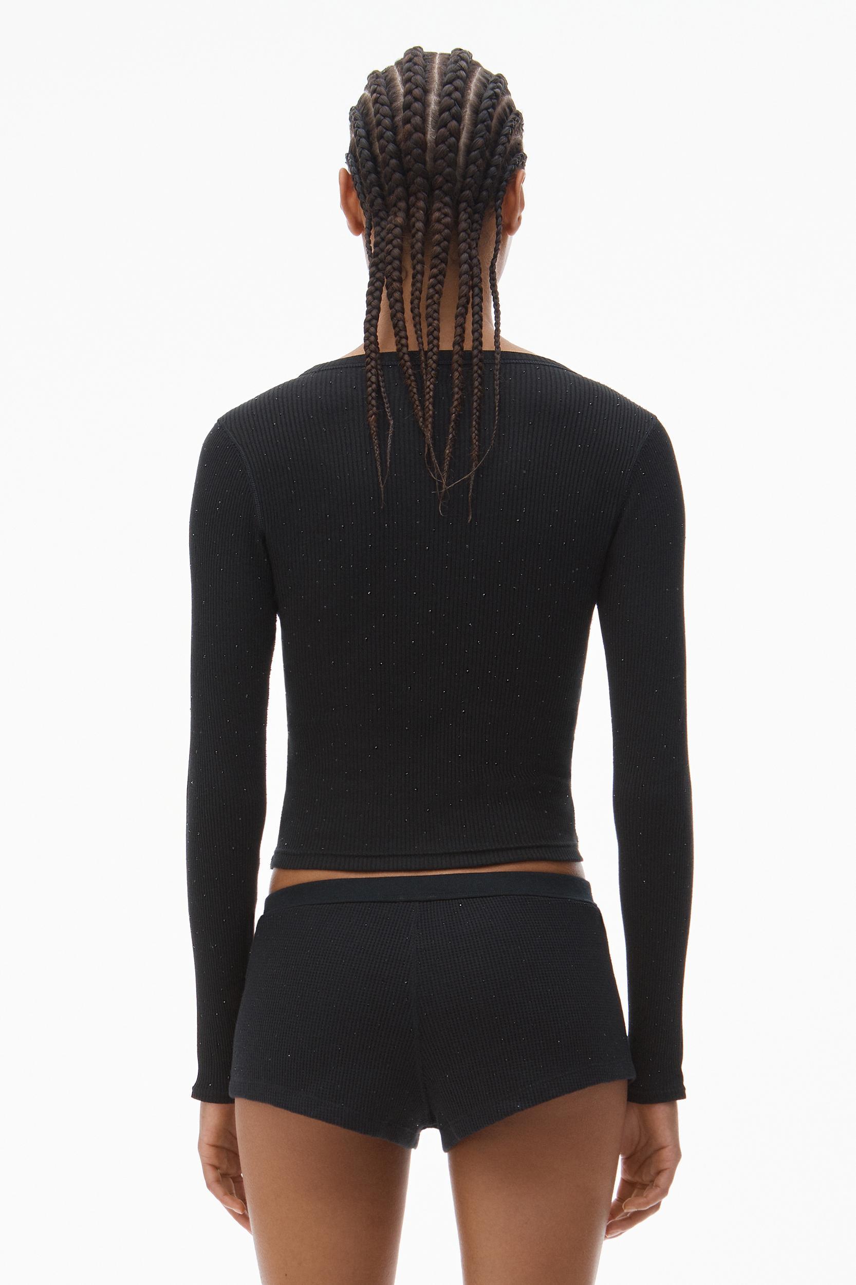 Crystal Hotfix Cropped Camisole In Waffle Knit Product Image