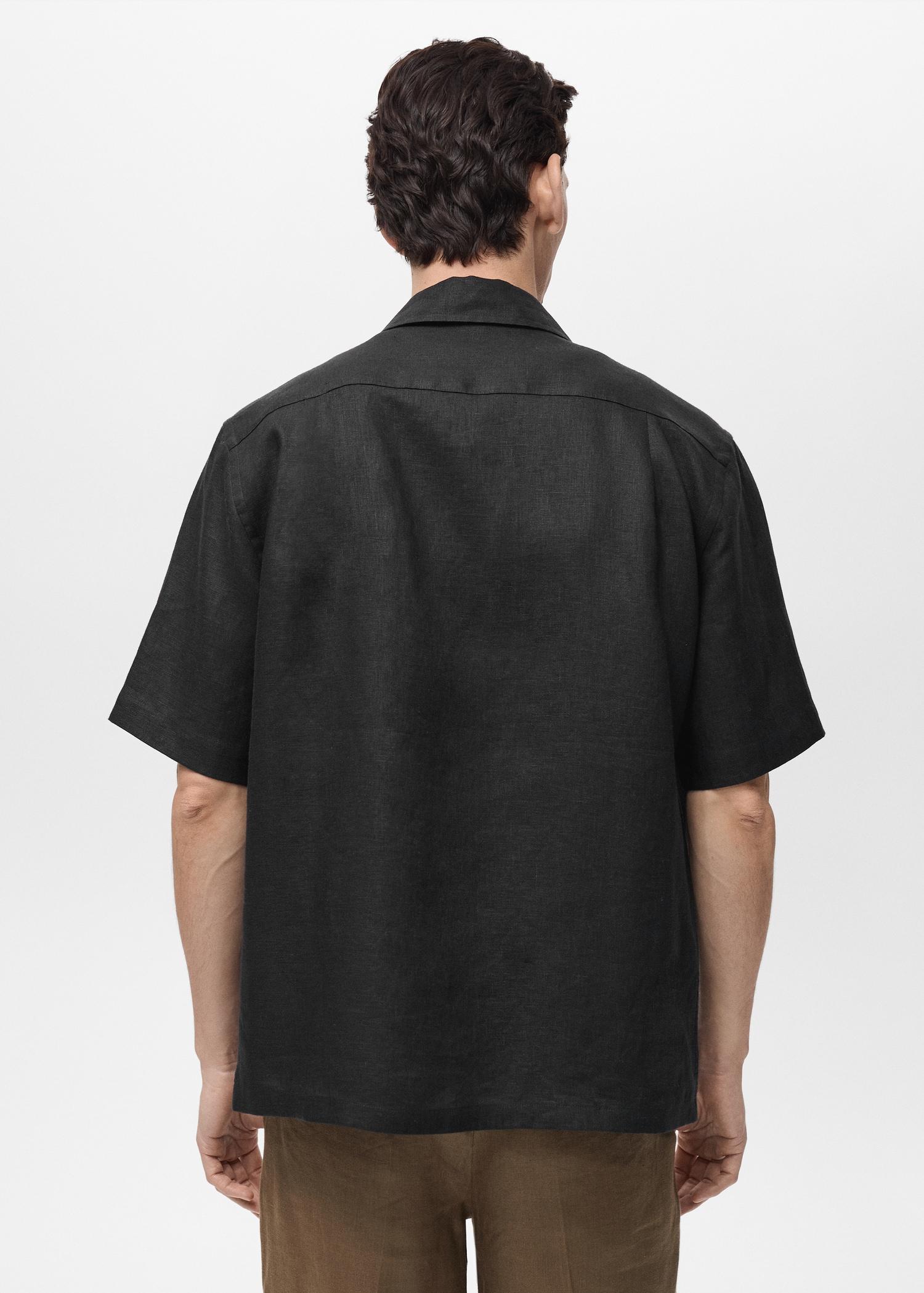 100% linen short sleeve shirt - Men | MANGO USA Product Image