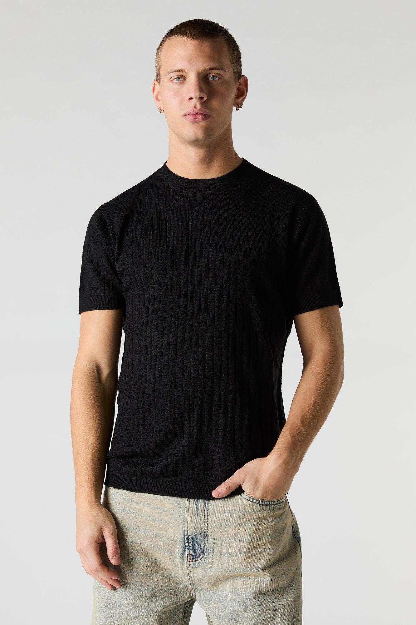 Ribbed Knit T-Shirt Male Product Image