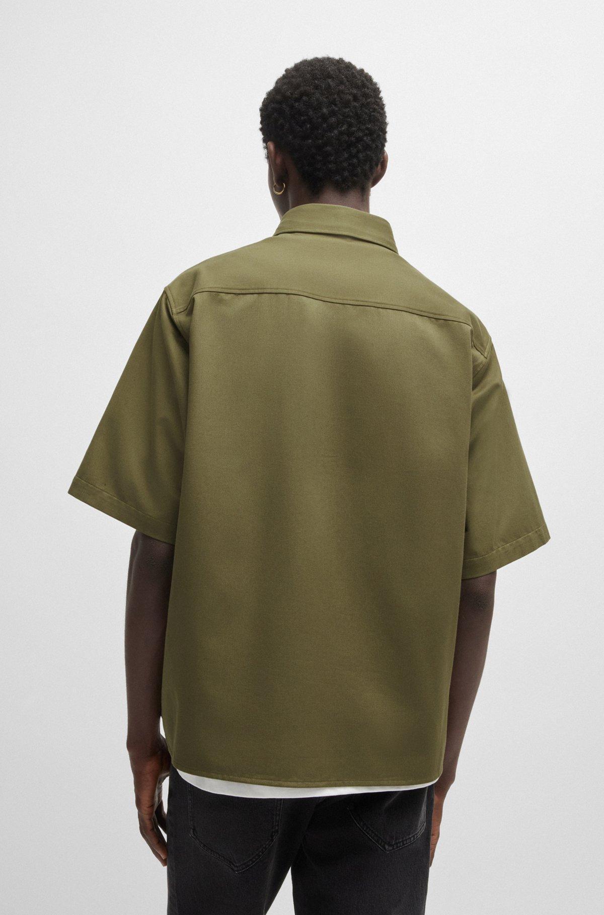 Oversized-fit shirt in cotton twill with zip closure Product Image