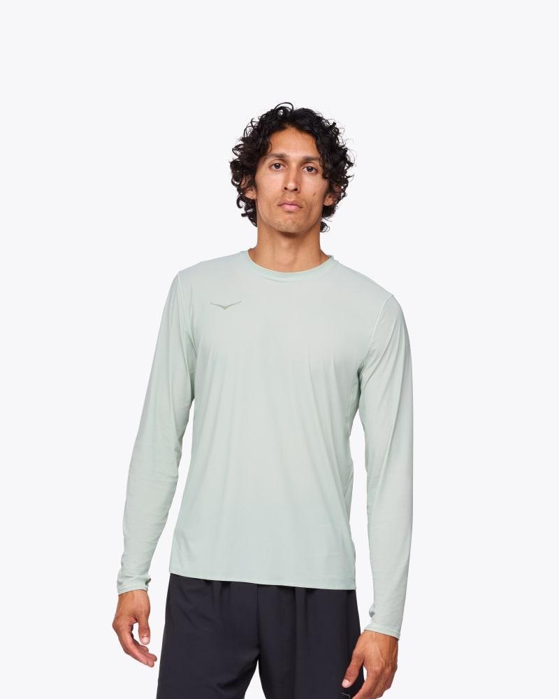 HOKA Men's Airolite Run Long Sleeve Shirt in Mountain Fog, Size XXL Product Image
