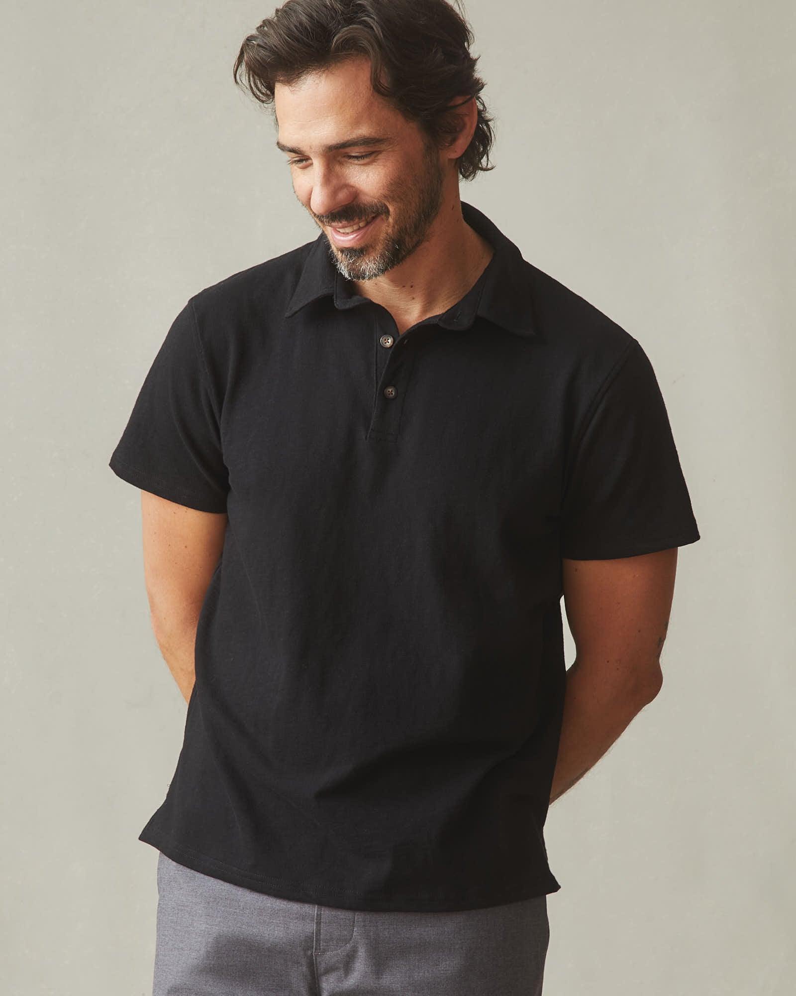 Men's Premium Slub Polo - Black Product Image