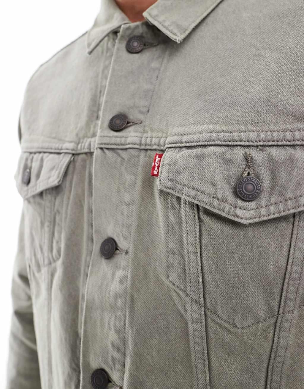 Levi's The Trucker overdyed denim jacket in green Product Image