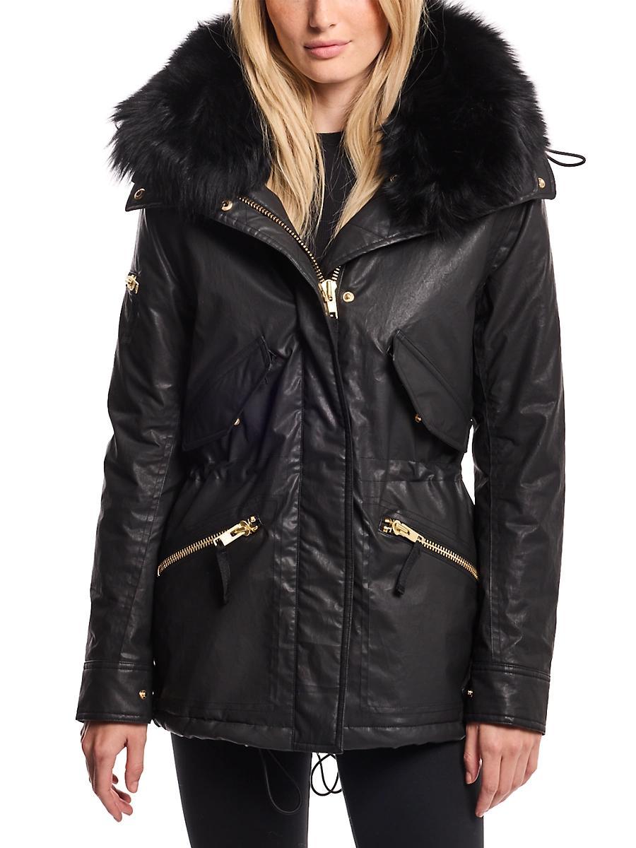 Womens Devon Shearling-Trimmed Coat Product Image