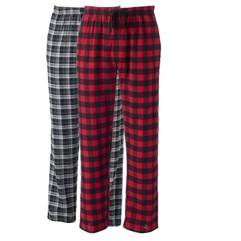 Big & Tall Hanes® 2 Pack Plaid Flannel Pajama Pants, Men's, Size: 4XL, Blue Blackwatch Plaid Product Image